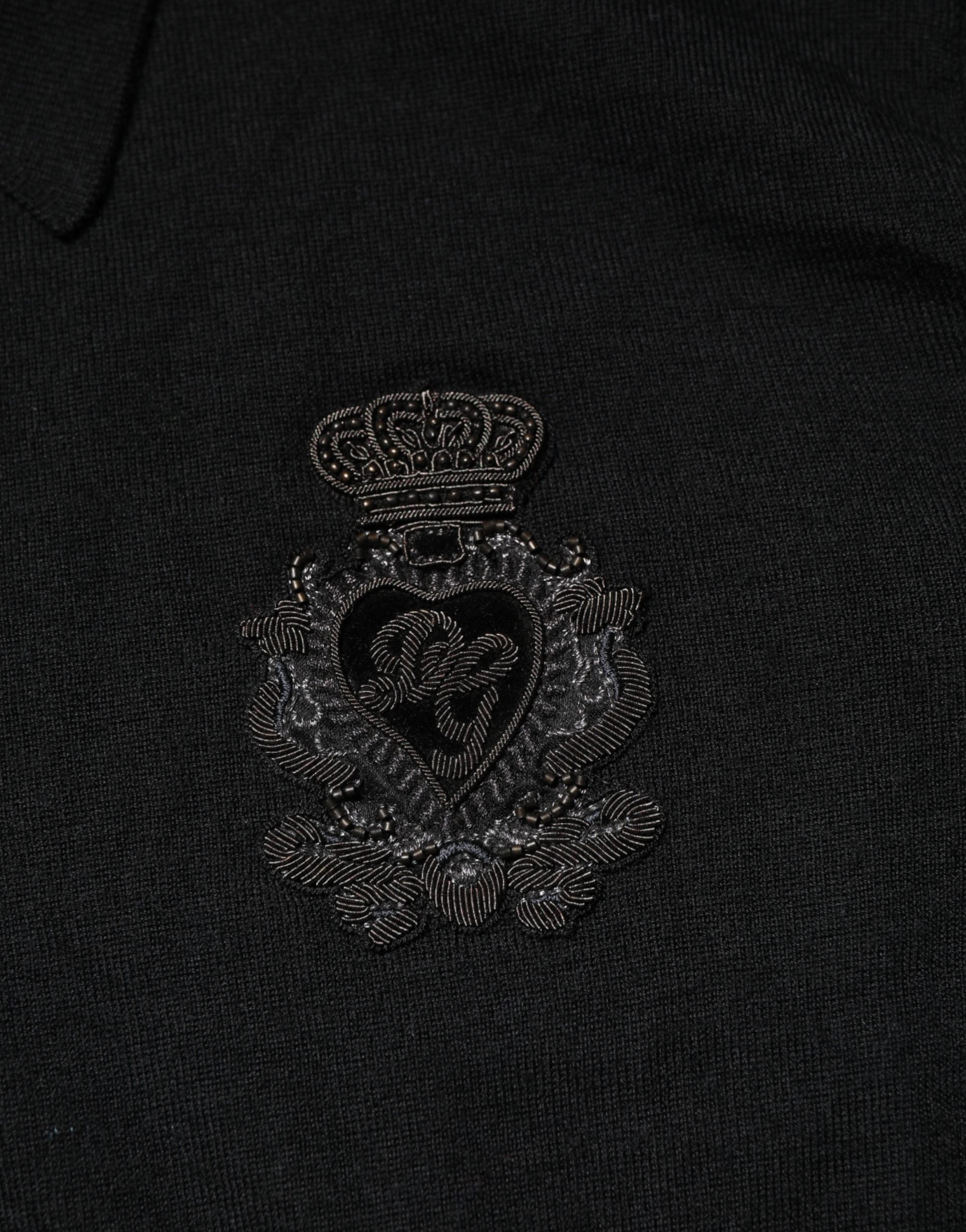 Dolce & Gabbana Black Crest Long Sleeve Men Pullover Sweater Dolce & Gabbana