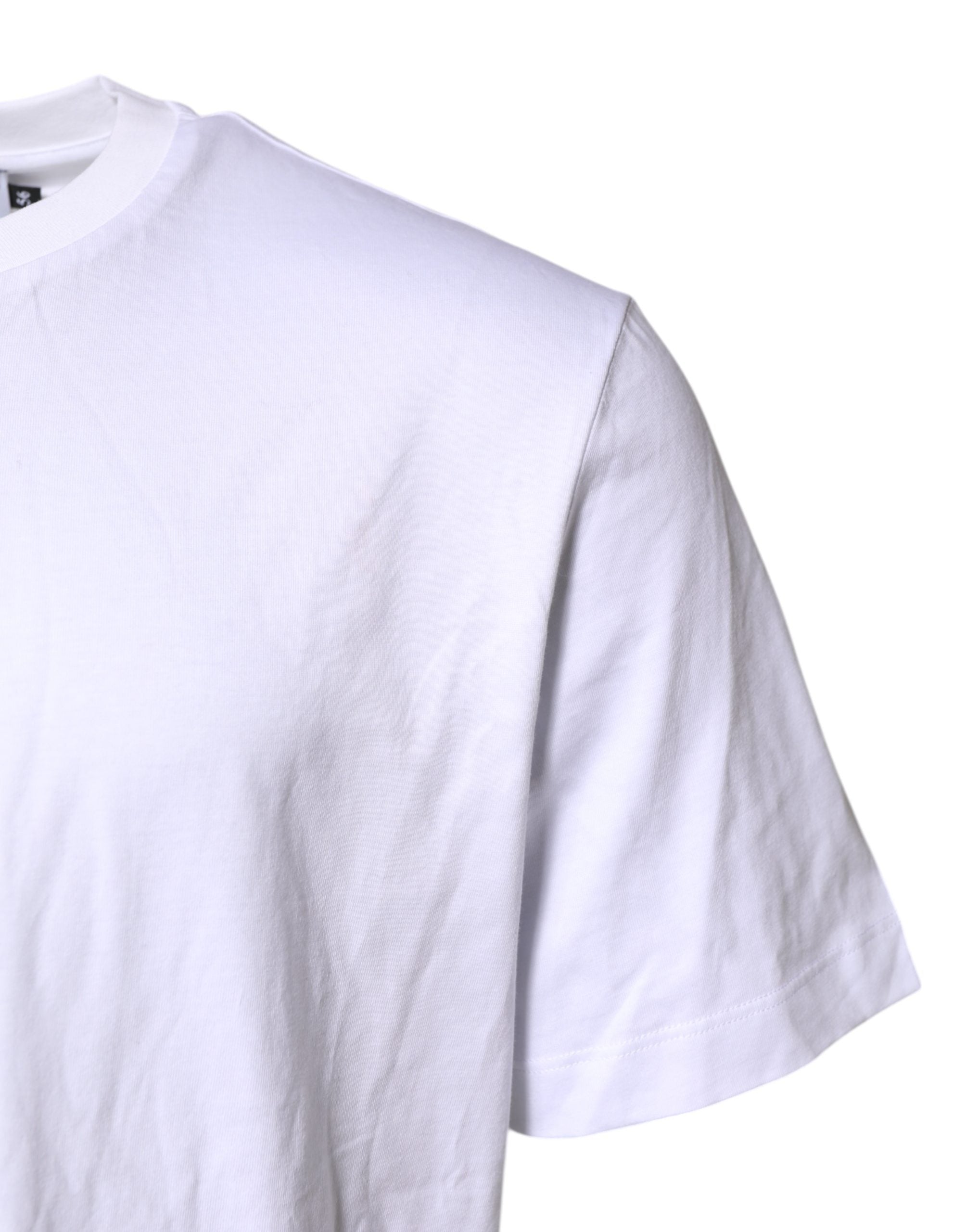 Dolce & Gabbana White Cotton DG Logo Embroidery Men  T-shirt Dolce & Gabbana