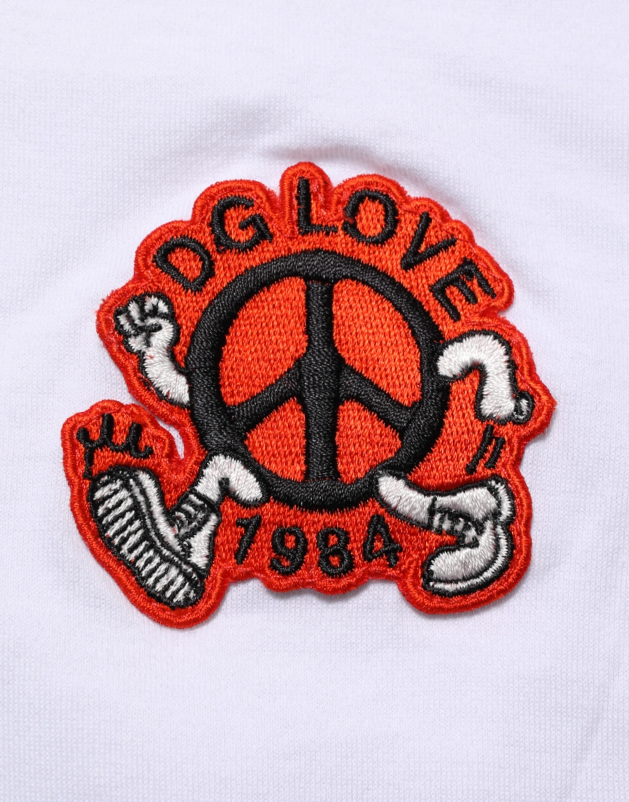 Dolce & Gabbana White Cotton DG Love Patch Crew Neck T-shirt Dolce & Gabbana