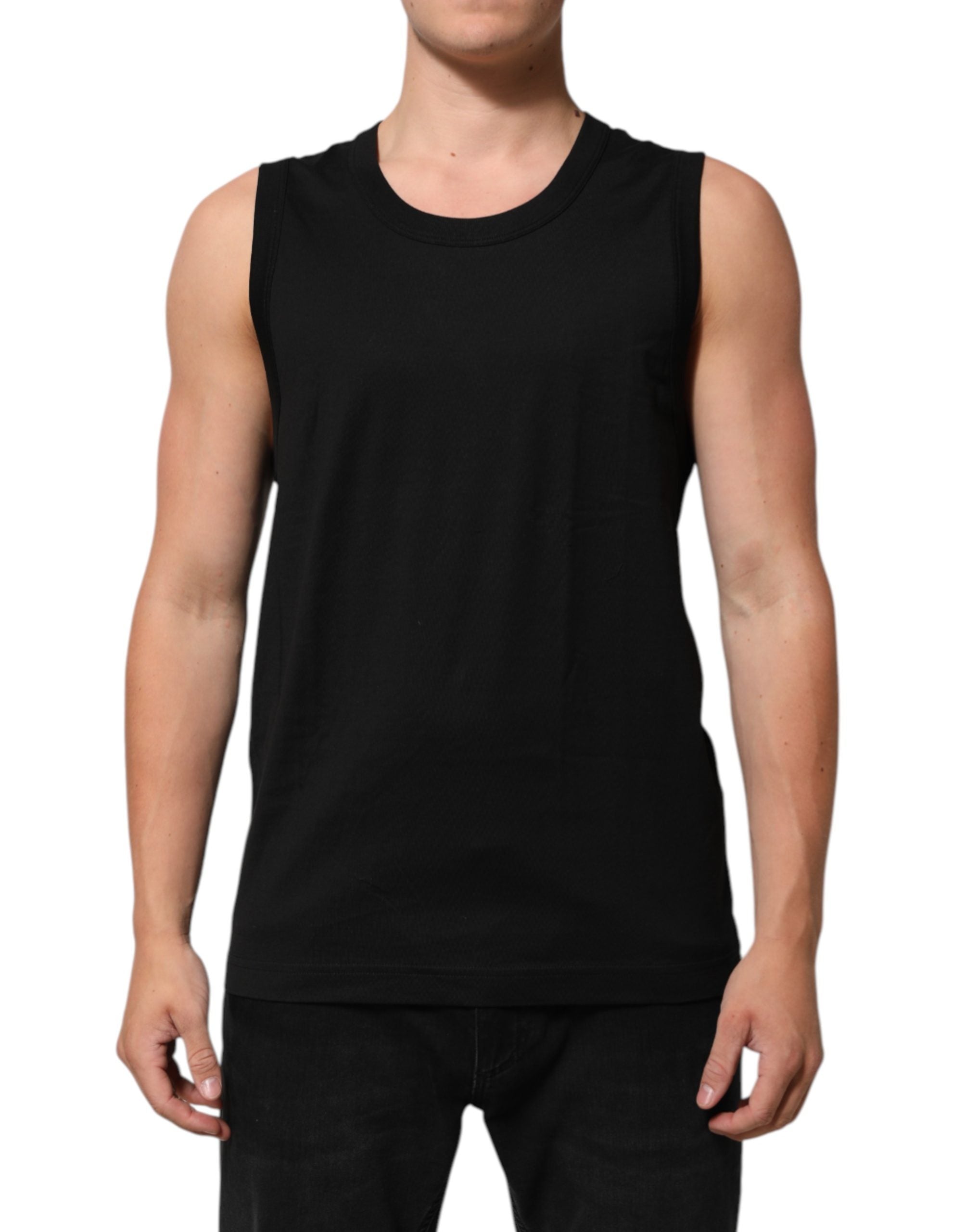 Dolce & Gabbana Black Cotton Sleeveless Men Tank Top T-shirt Dolce & Gabbana