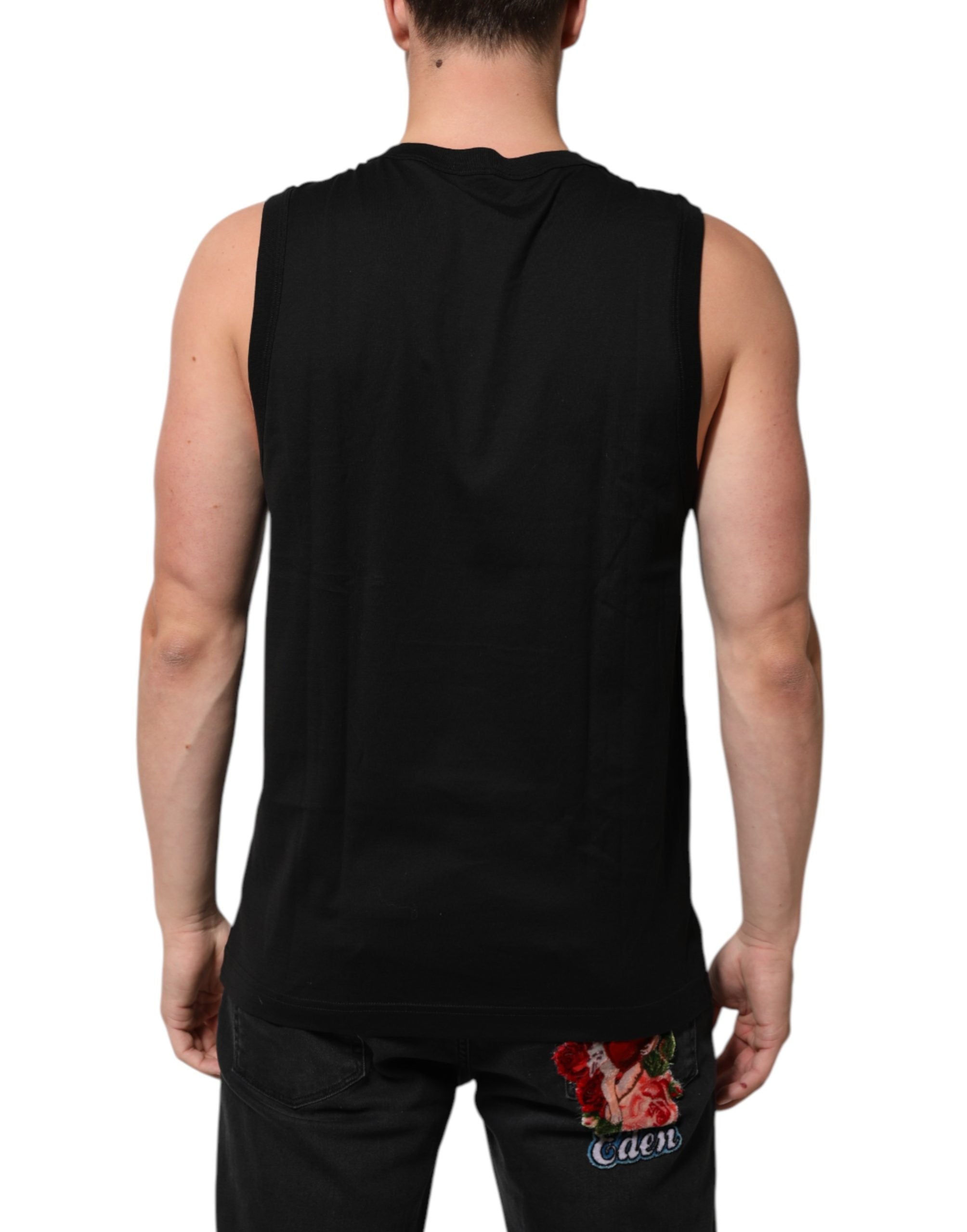 Dolce & Gabbana Black Cotton Sleeveless Men Tank Top T-shirt Dolce & Gabbana