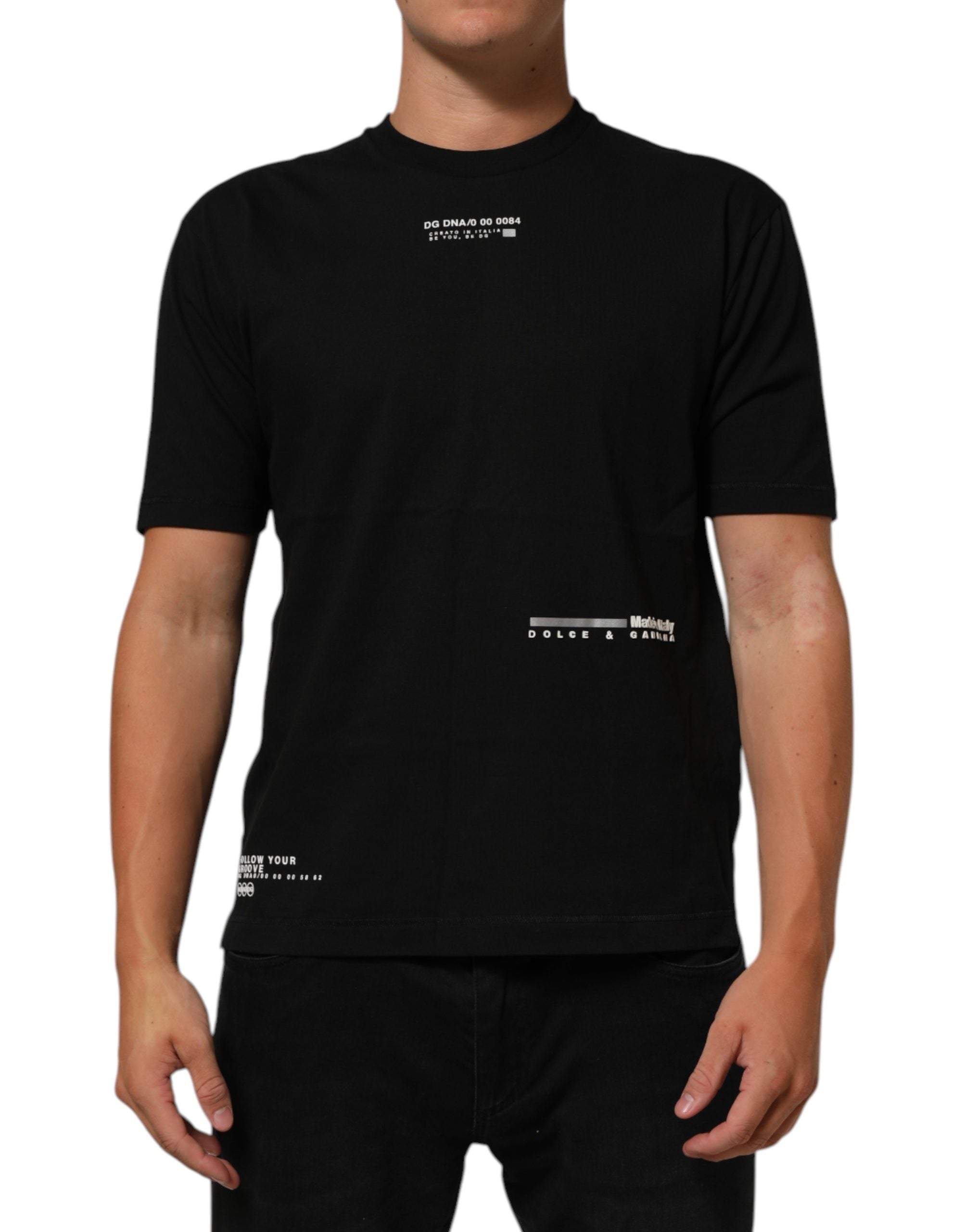 Dolce & Gabbana Black Statement Cotton Crew Neck Men T-shirt Dolce & Gabbana