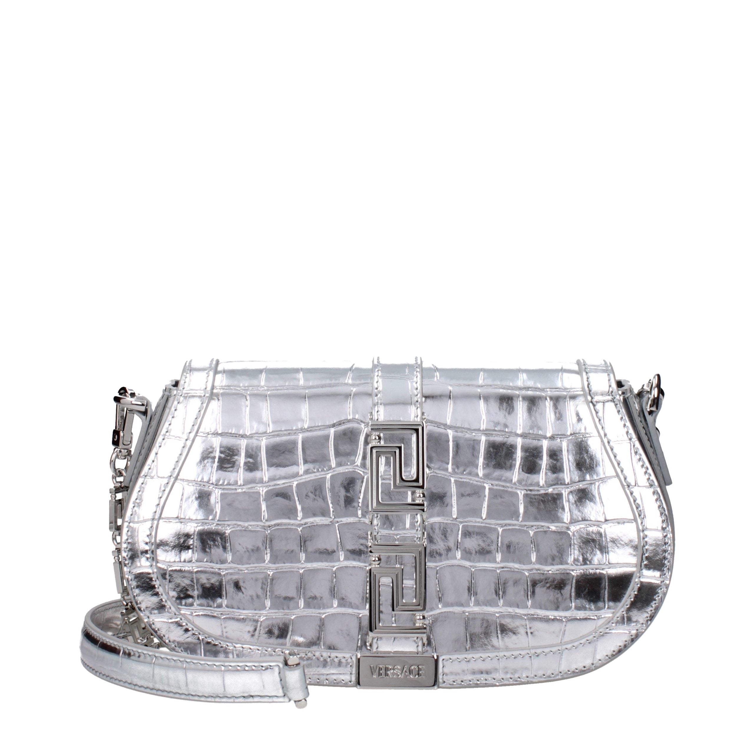 Versace Gray Leather Shoulder Bag Versace