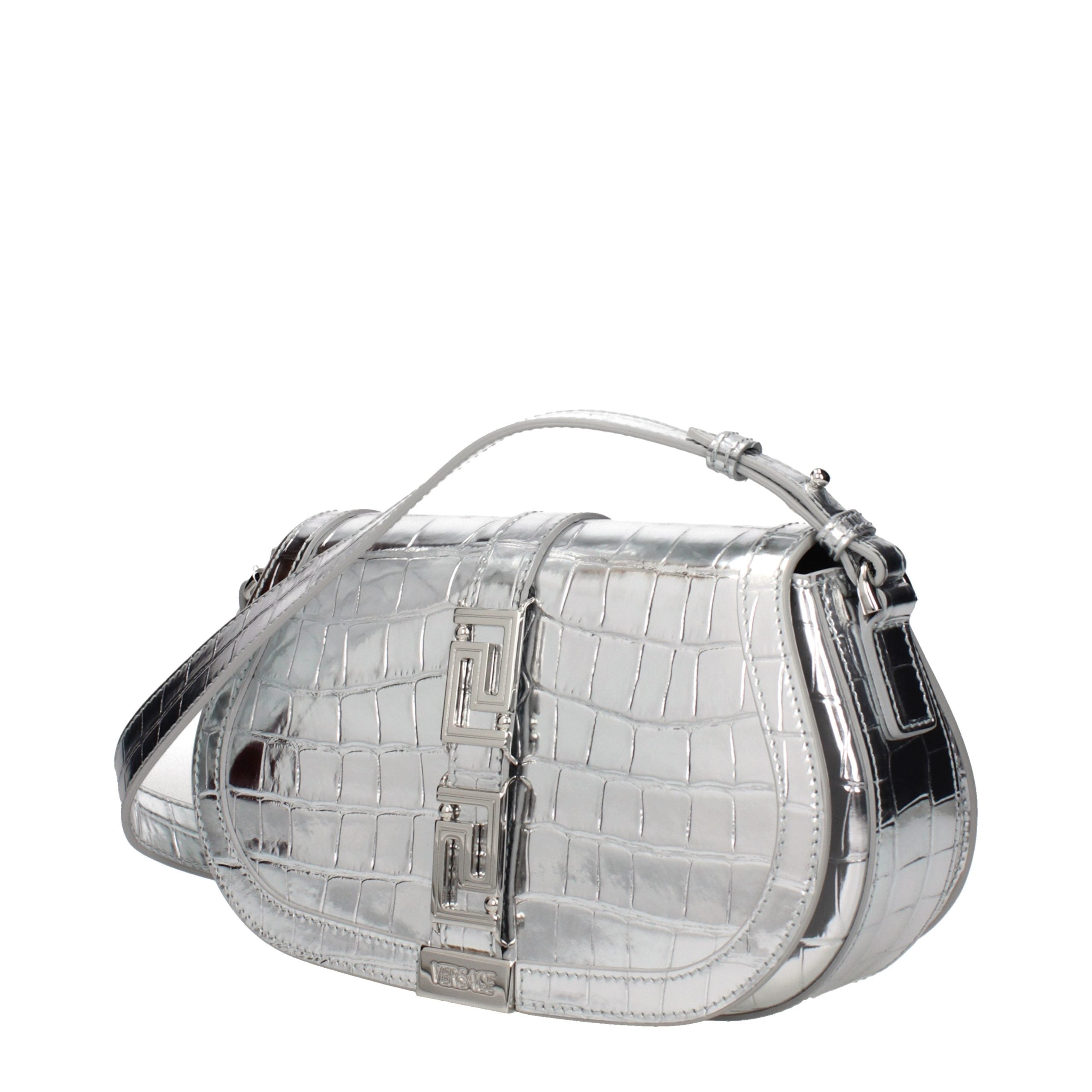Versace Gray Leather Shoulder Bag Versace