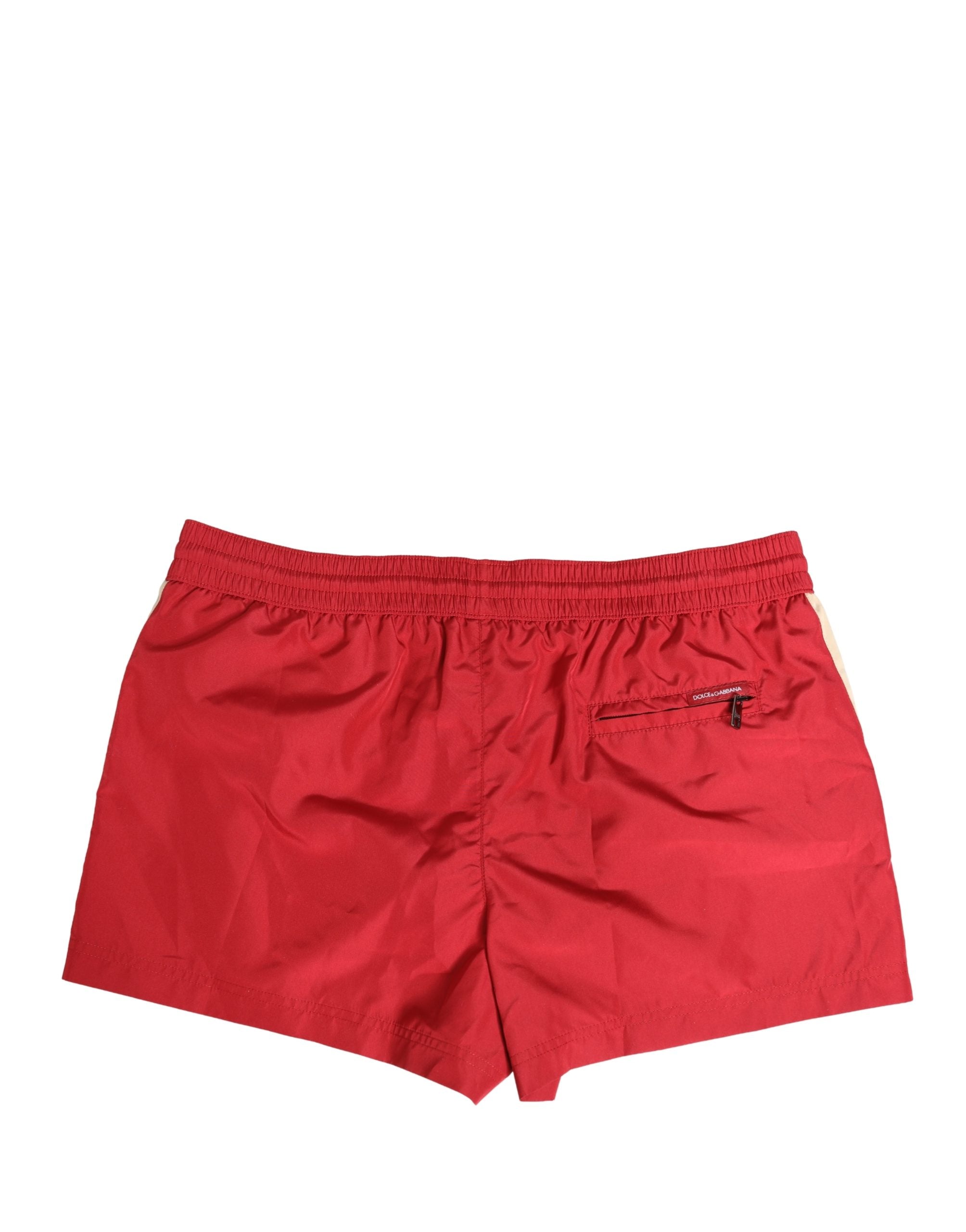 Dolce & Gabbana Red Polyester Men Drawstring Shorts Swimwear Dolce & Gabbana