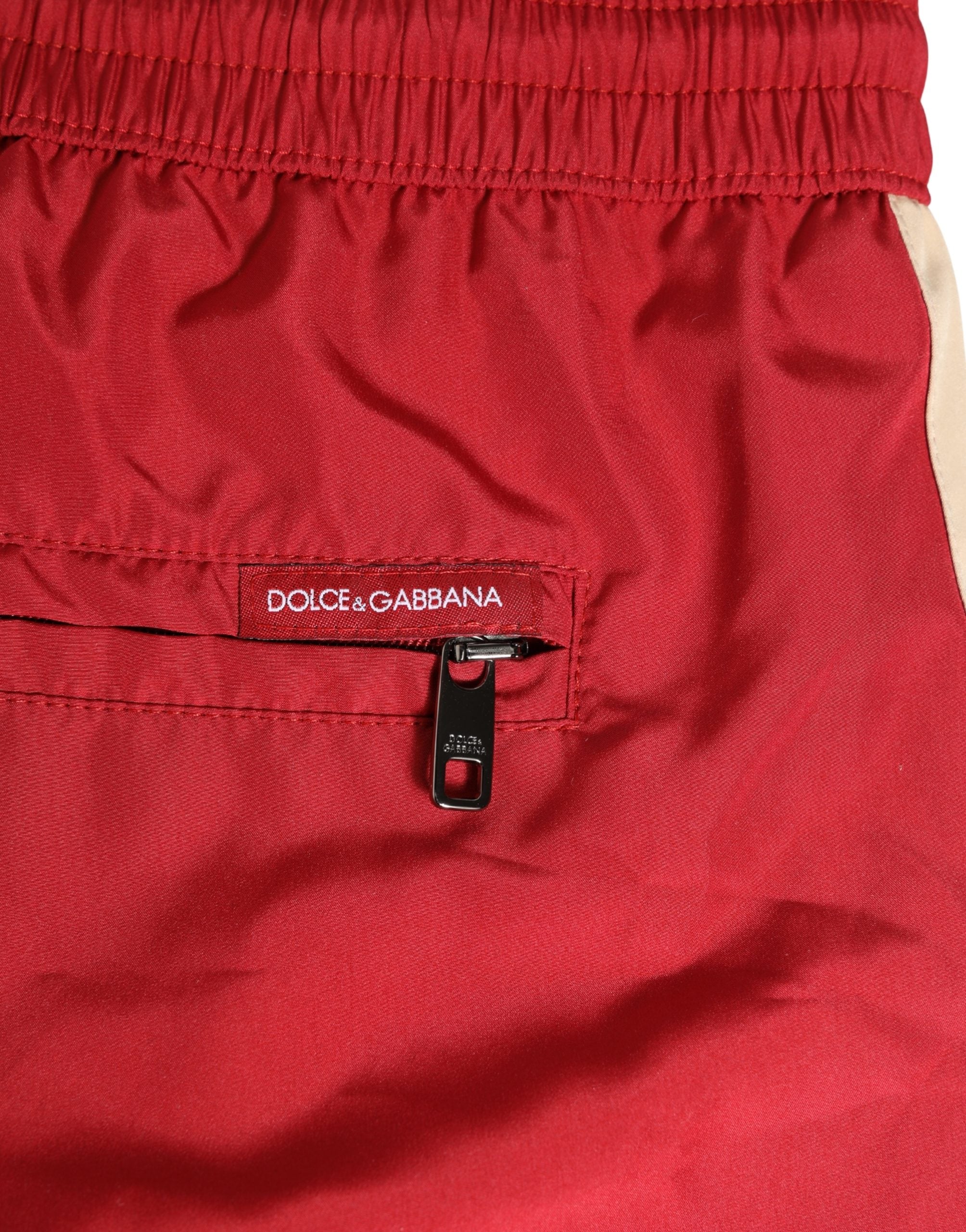 Dolce & Gabbana Red Polyester Men Drawstring Shorts Swimwear Dolce & Gabbana