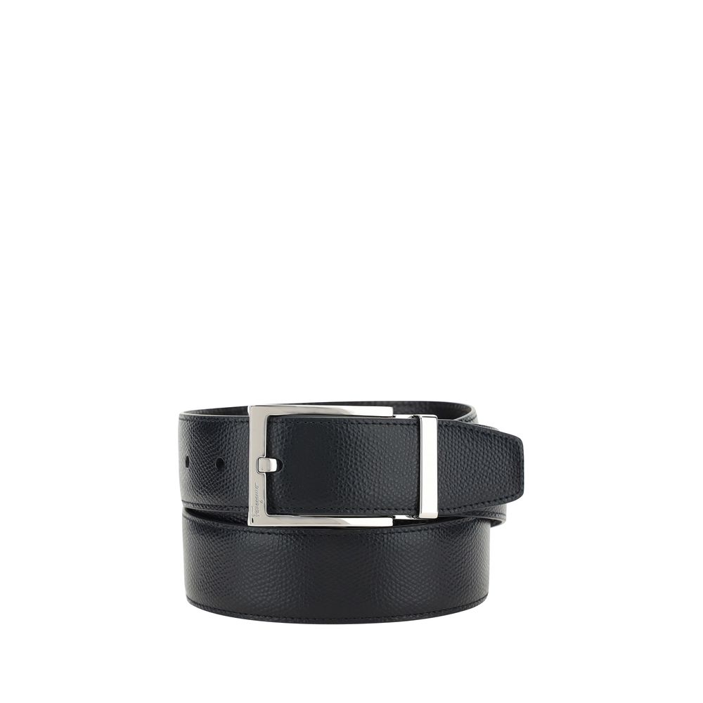 Ferragamo Black Calf Leather Bos Taurus Belt Ferragamo
