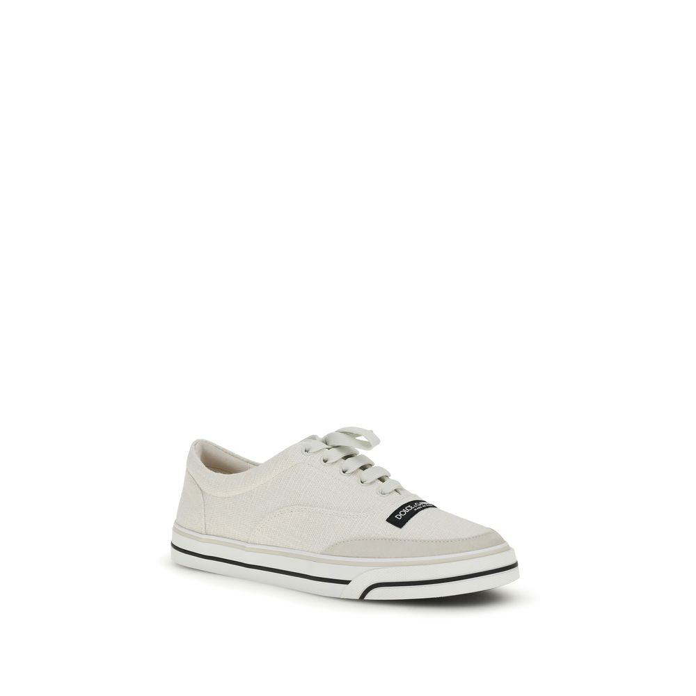 Dolce & Gabbana White Linen Low Top Sneakers Dolce & Gabbana