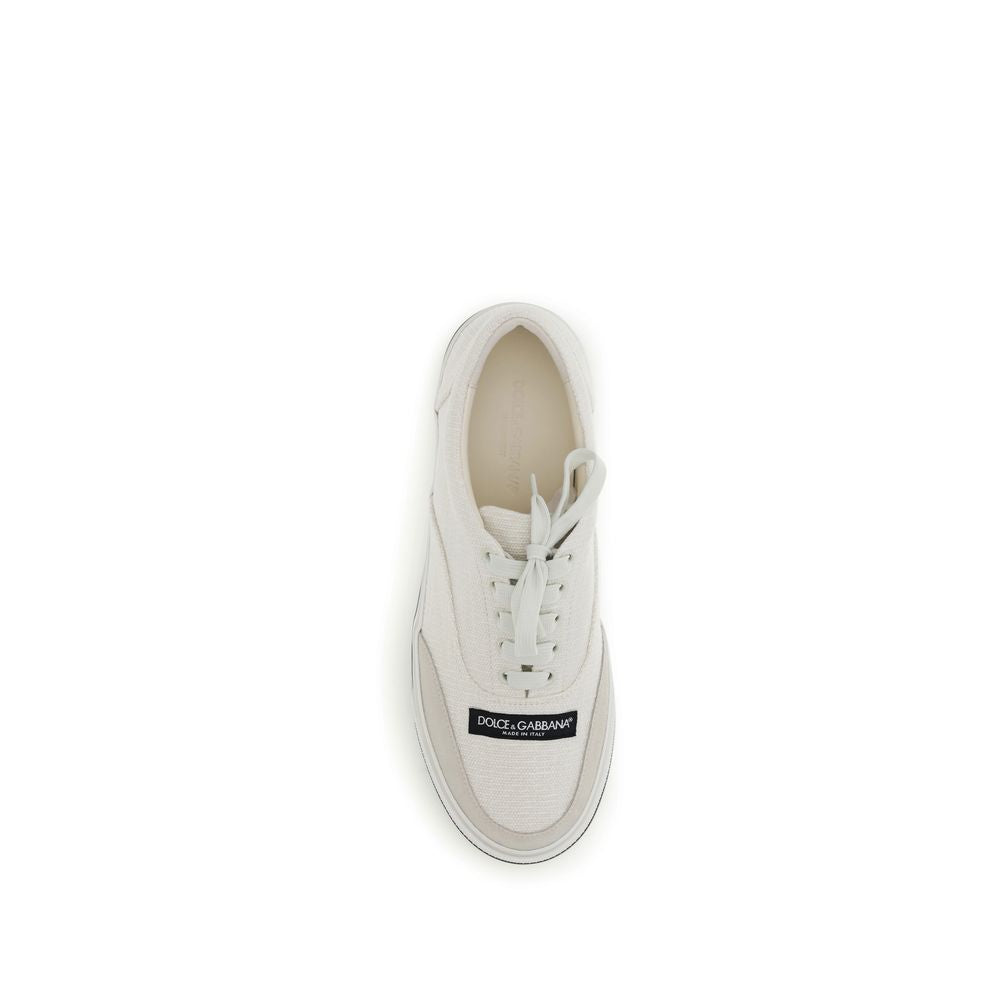 Dolce & Gabbana White Linen Low Top Sneakers Dolce & Gabbana