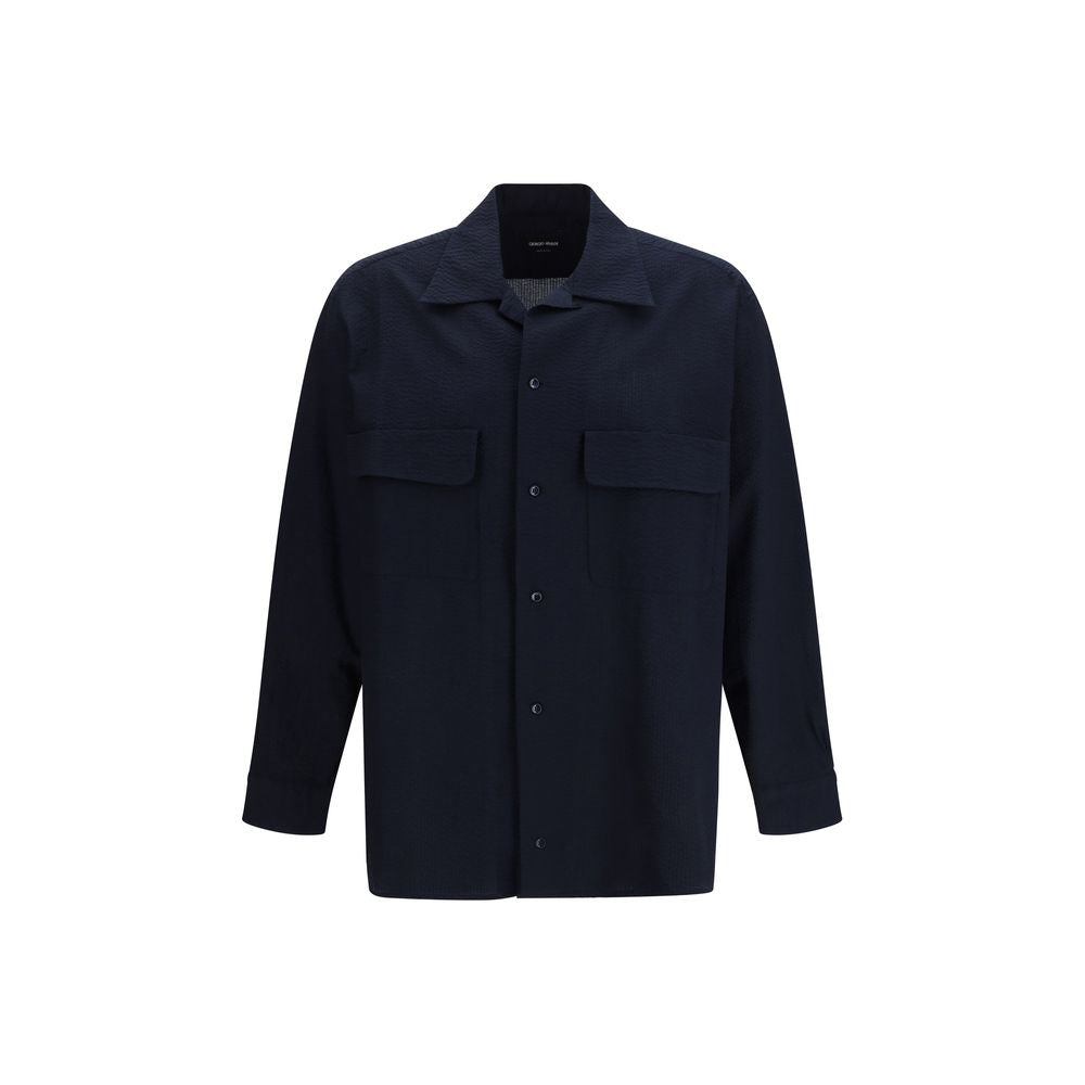 Giorgio Armani Blue Cotton Shirt Giorgio Armani