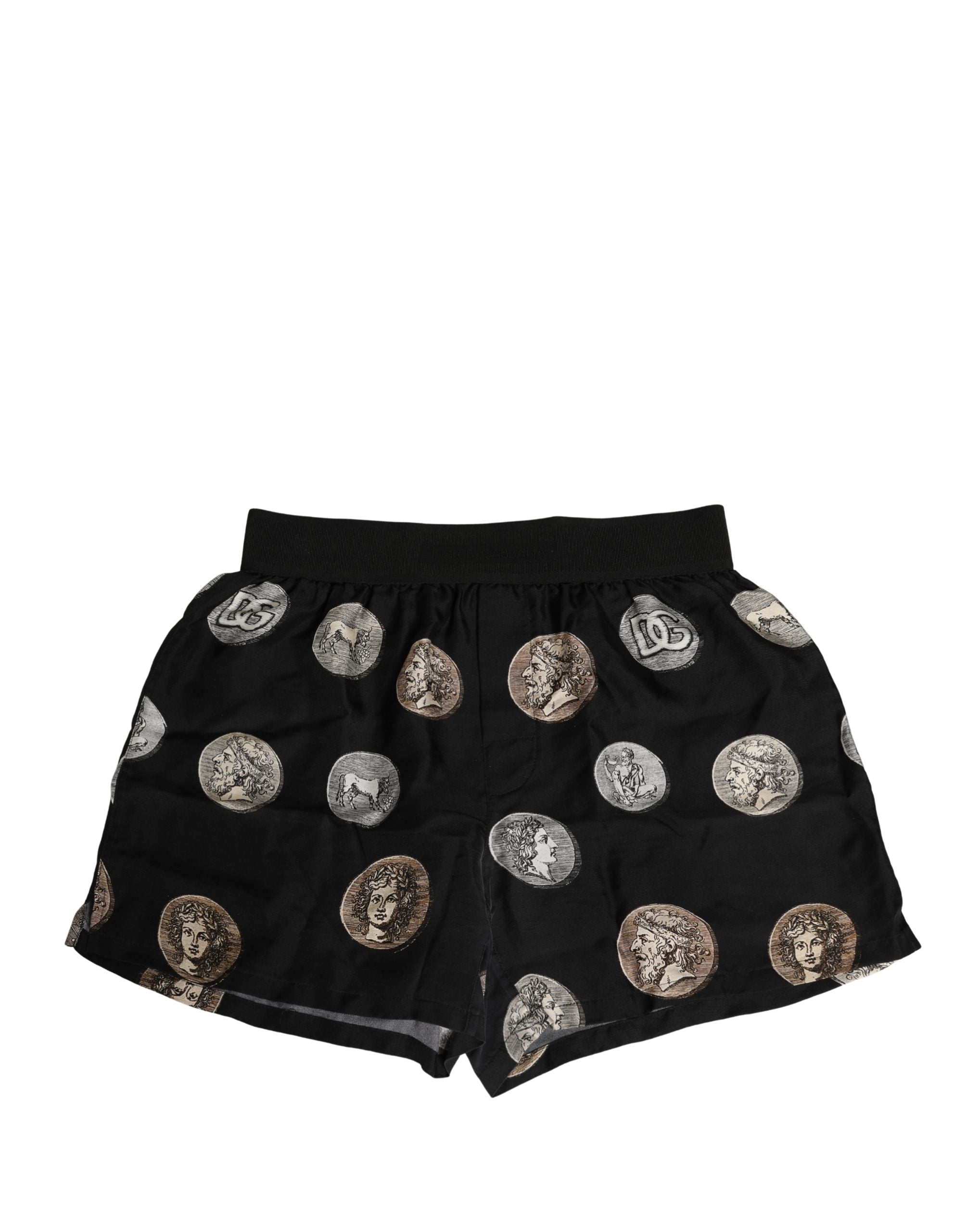 Dolce & Gabbana Black Ancient Coin Print Boxer Shorts Underwear Dolce & Gabbana