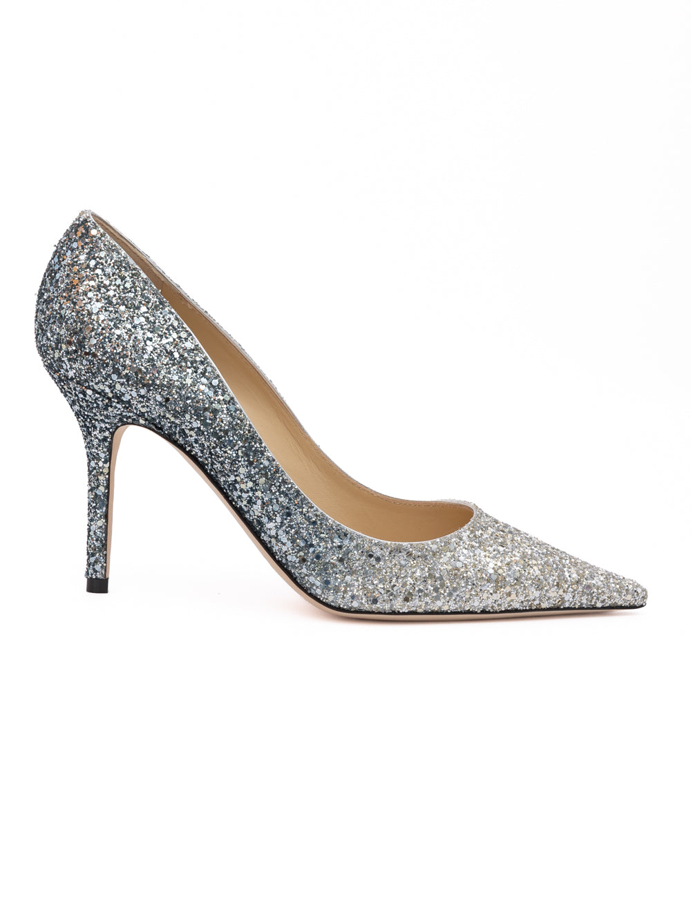 Jimmy Choo Silver Coarse Glitter Degrade Agnes Pumps Jimmy Choo