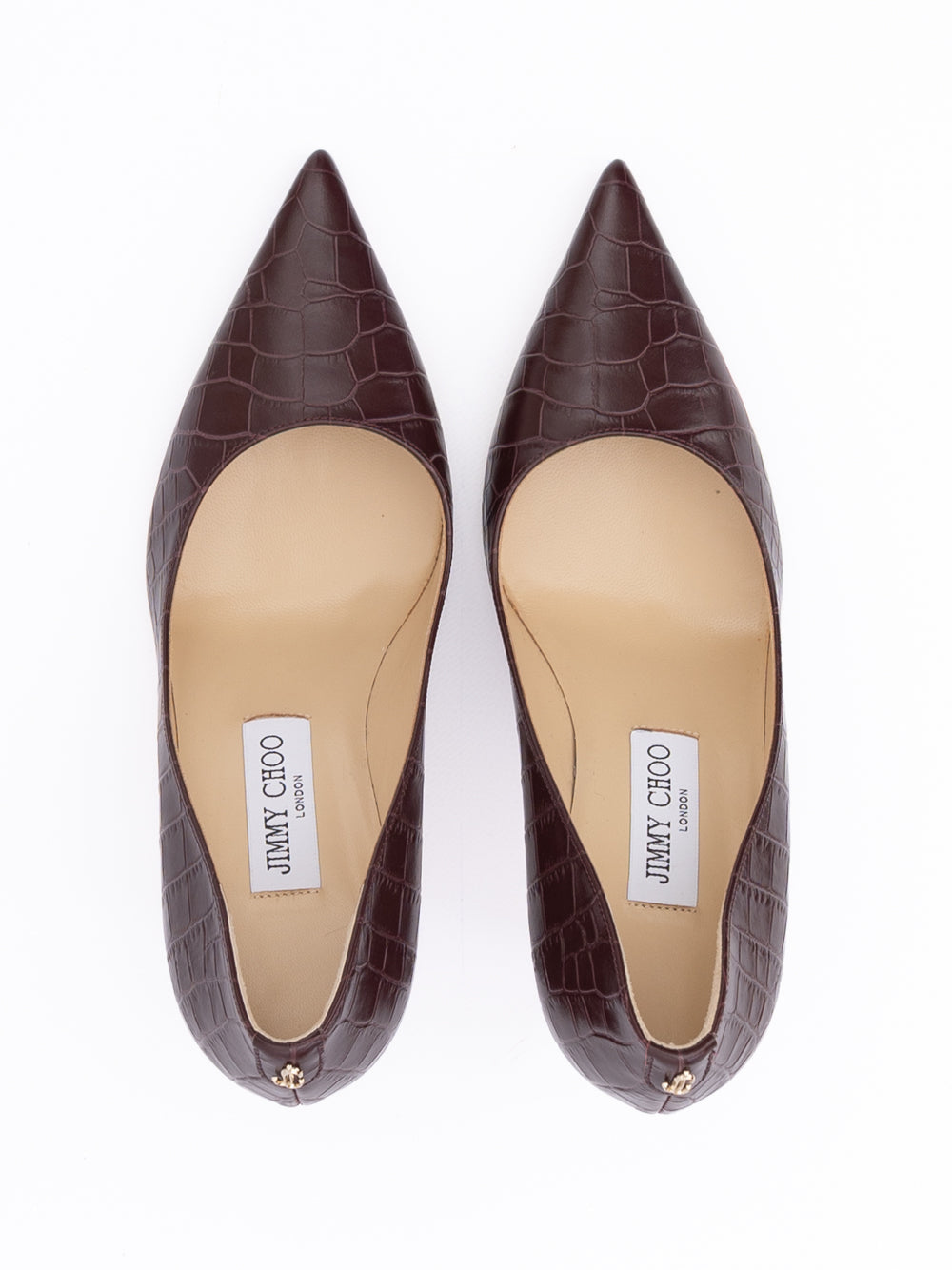 Jimmy Choo Burgundy Croco Embossed Leather Agnes Pumps Jimmy Choo