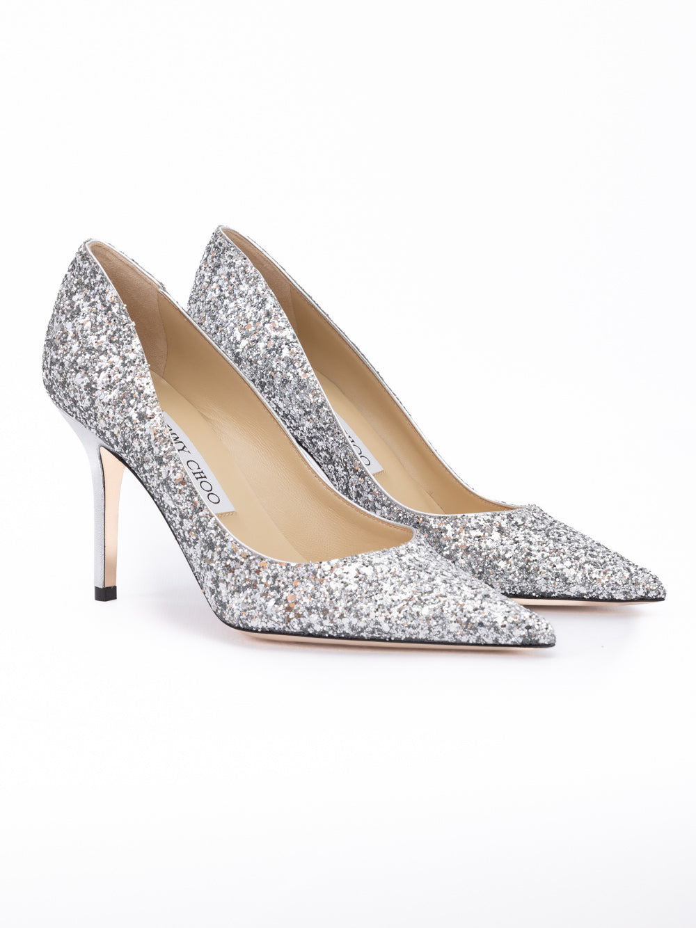 Jimmy Choo Silver Coarse Glitter Fabric Agnes Pumps Jimmy Choo