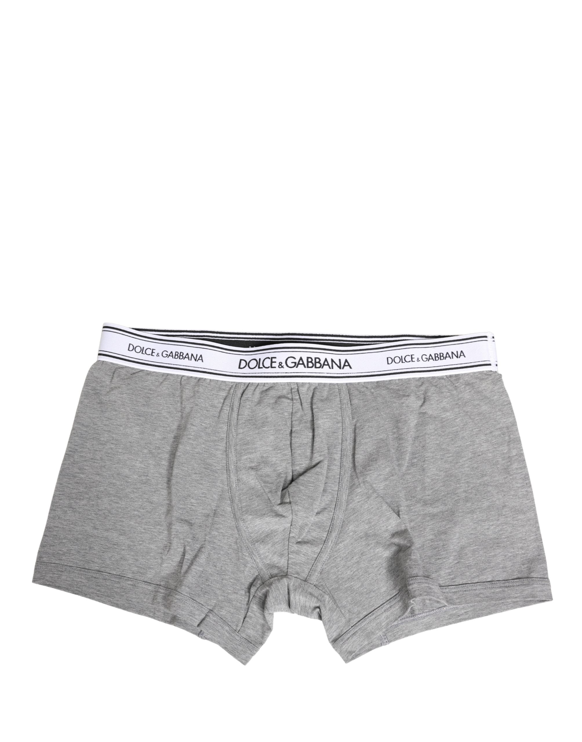 Dolce & Gabbana Gray Logo Waistband Cotton Men Boxer Underwear Dolce & Gabbana