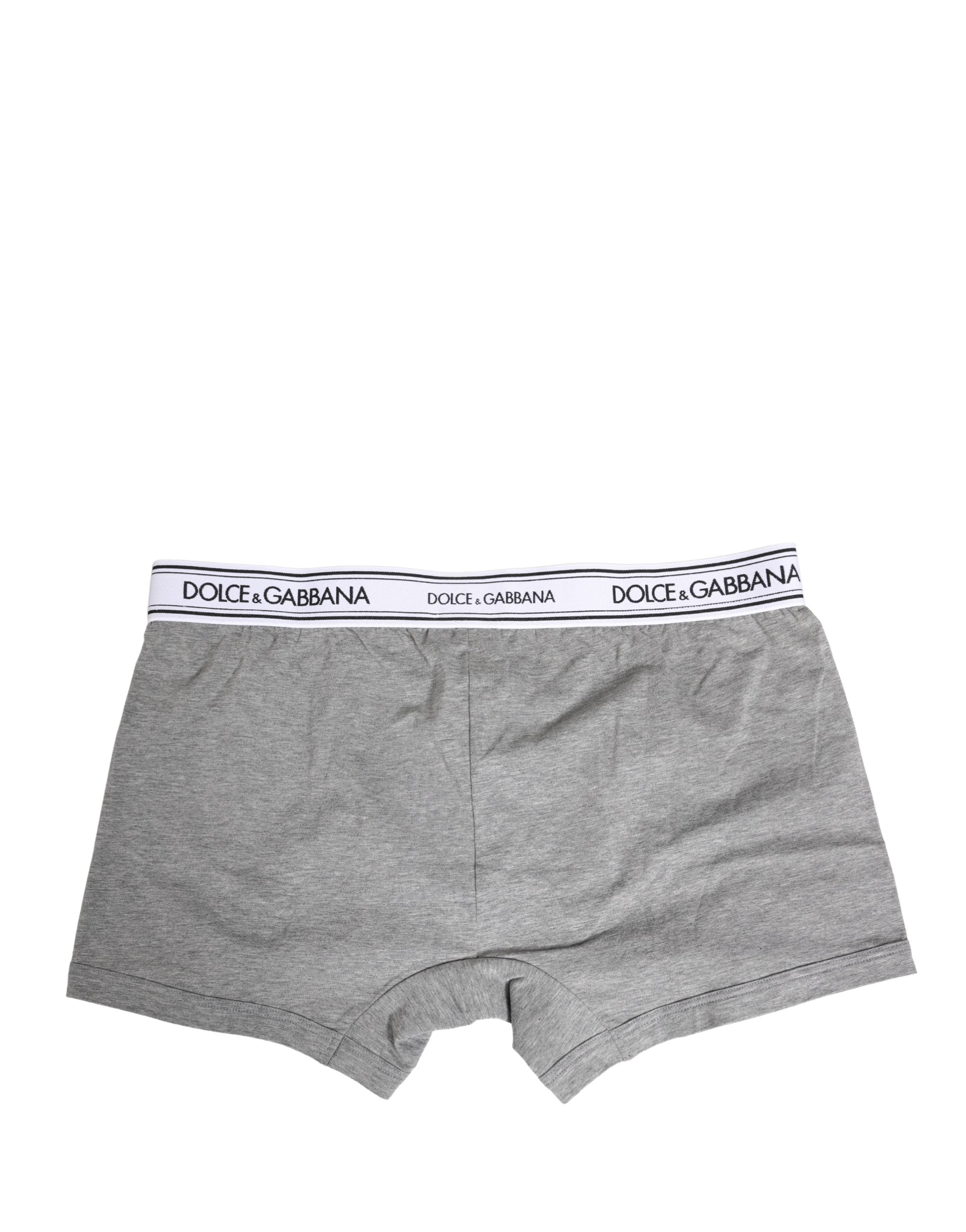 Dolce & Gabbana Gray Logo Waistband Cotton Men Boxer Underwear Dolce & Gabbana