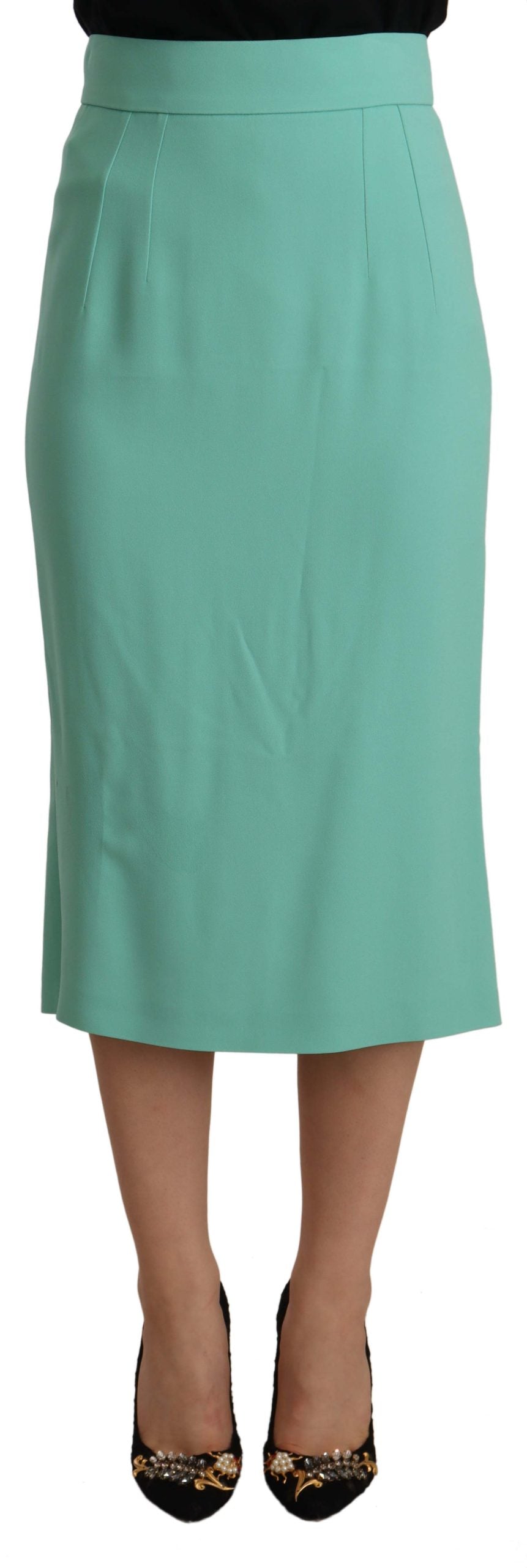 Dolce & Gabbana Mint Green Viscose Pencil Cut Midi Skirt Dolce & Gabbana