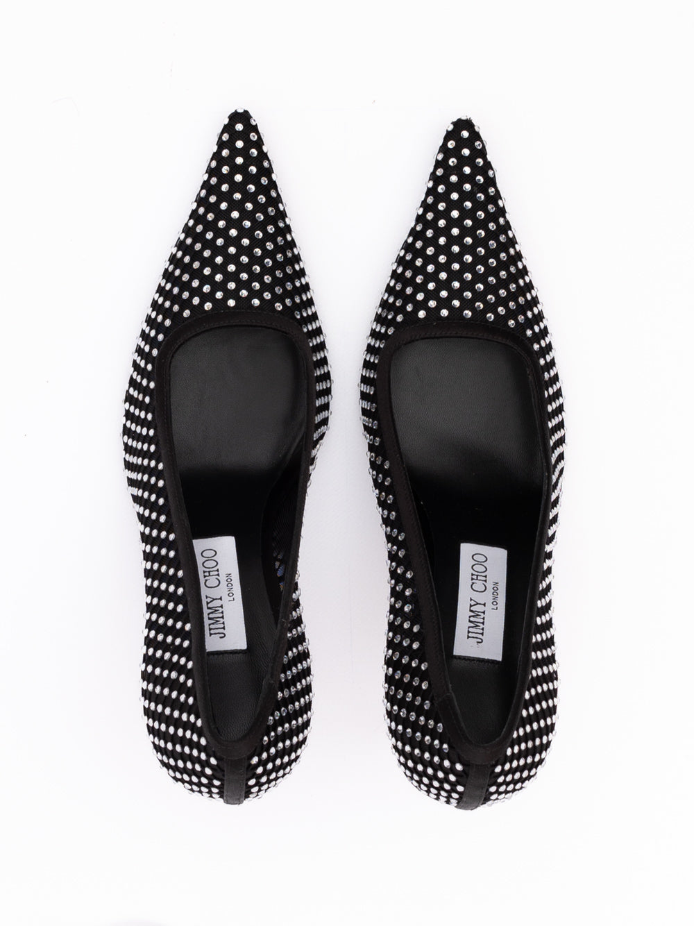Jimmy Choo Black Mesh Satin Crystal Ixia 95 Pumps Jimmy Choo