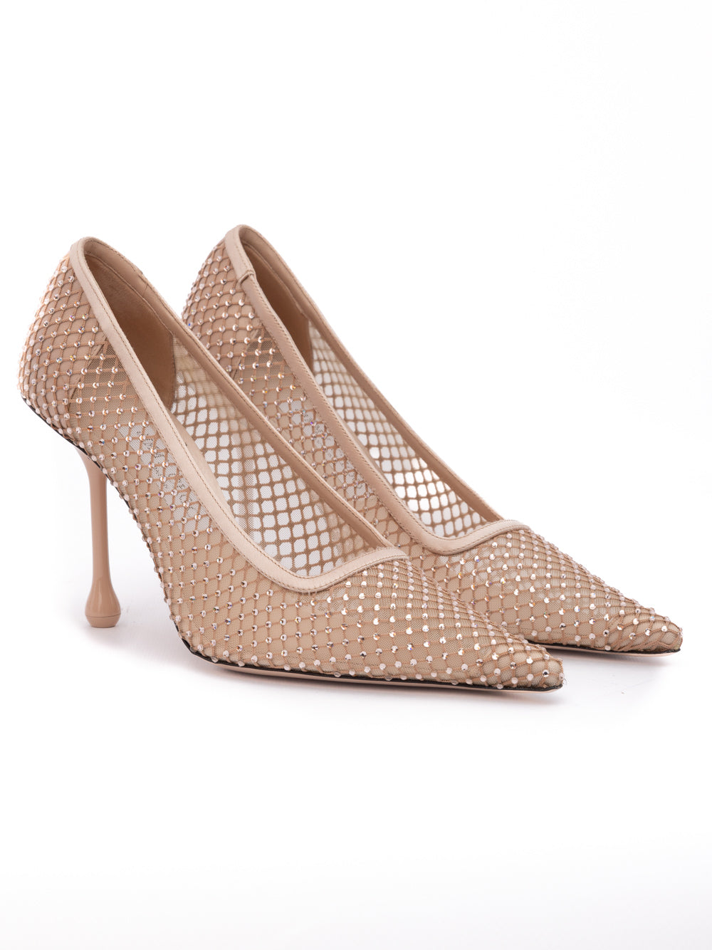 Jimmy Choo Powder Pink Mesh Satin Crystal Ixia 95 Pumps Jimmy Choo