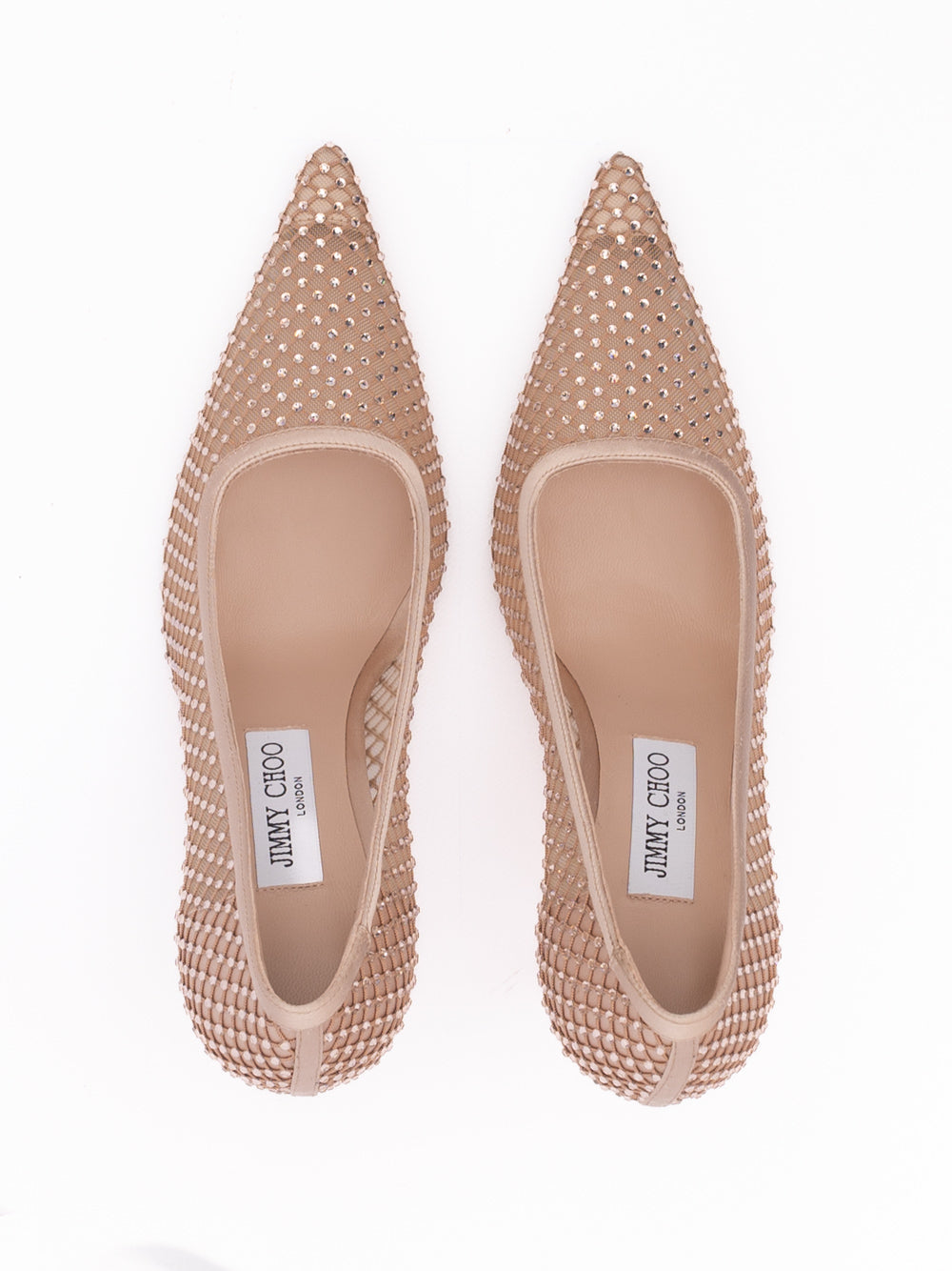 Jimmy Choo Powder Pink Mesh Satin Crystal Ixia 95 Pumps Jimmy Choo