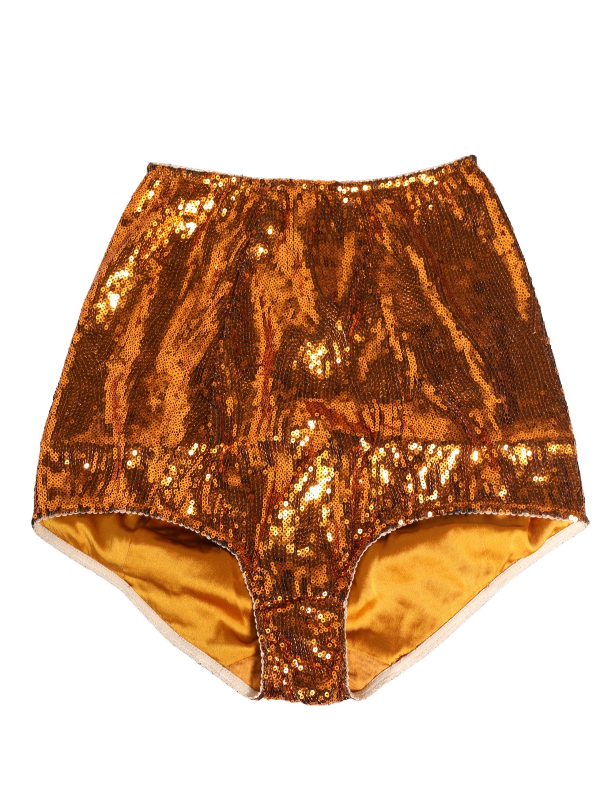 Dolce & Gabbana Orange Sequin Nylon High Waist Girdle Underwear Dolce & Gabbana