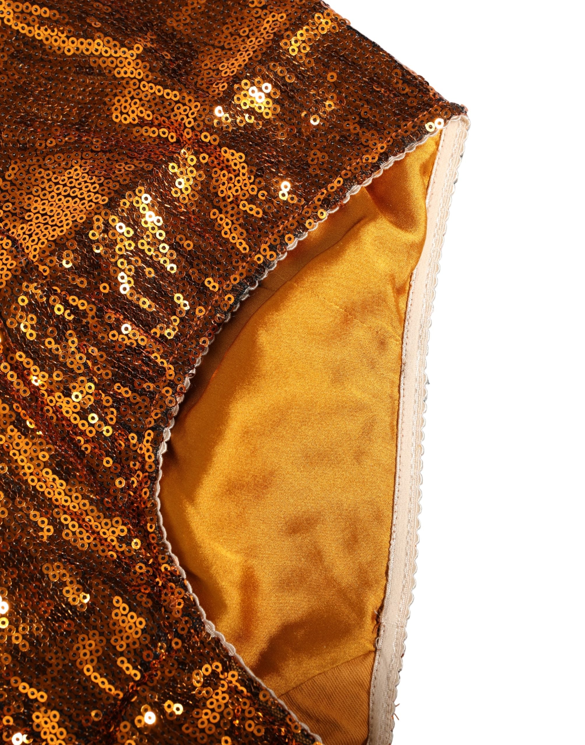 Dolce & Gabbana Orange Sequin Nylon High Waist Girdle Underwear Dolce & Gabbana