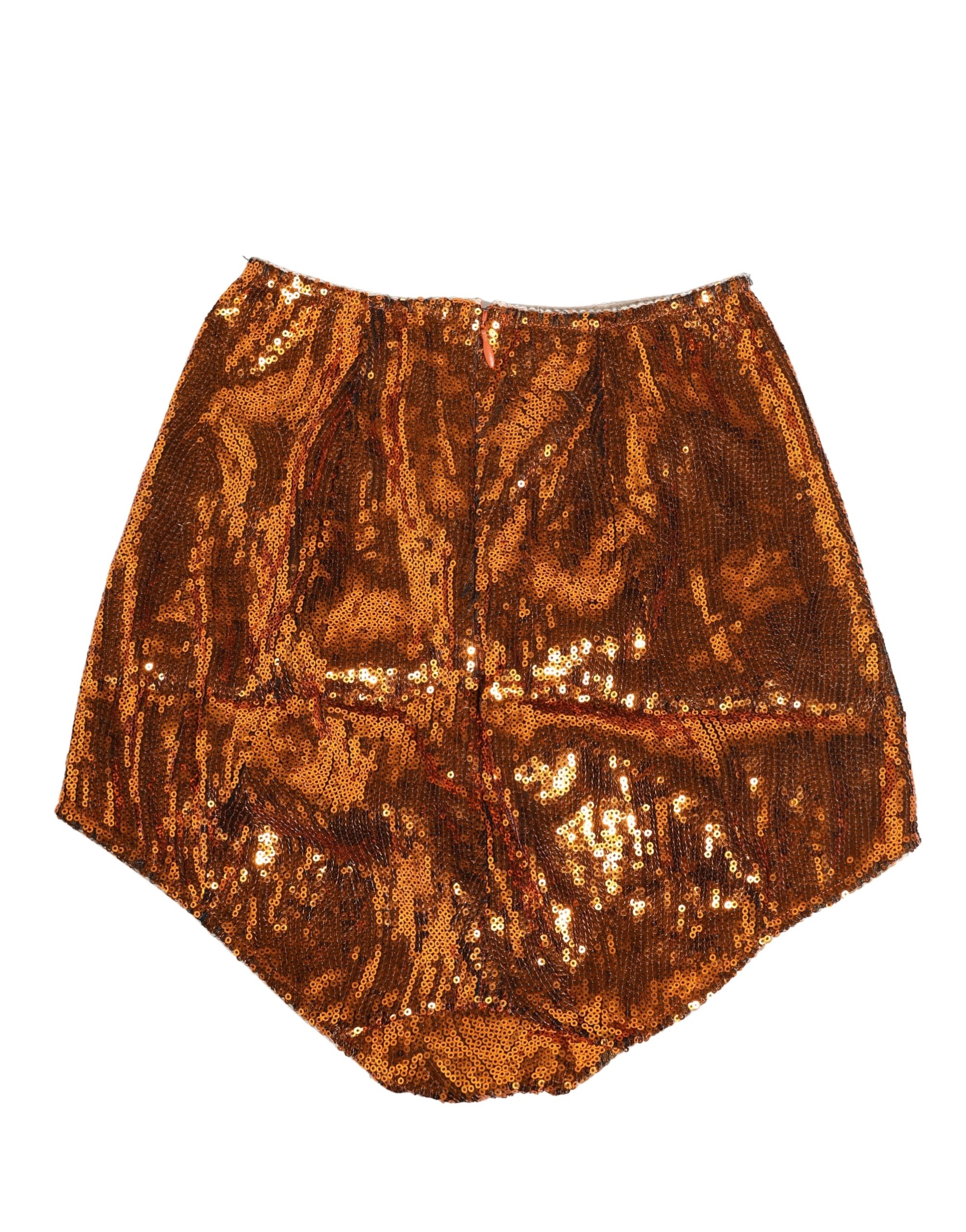 Dolce & Gabbana Orange Sequin Nylon High Waist Girdle Underwear Dolce & Gabbana