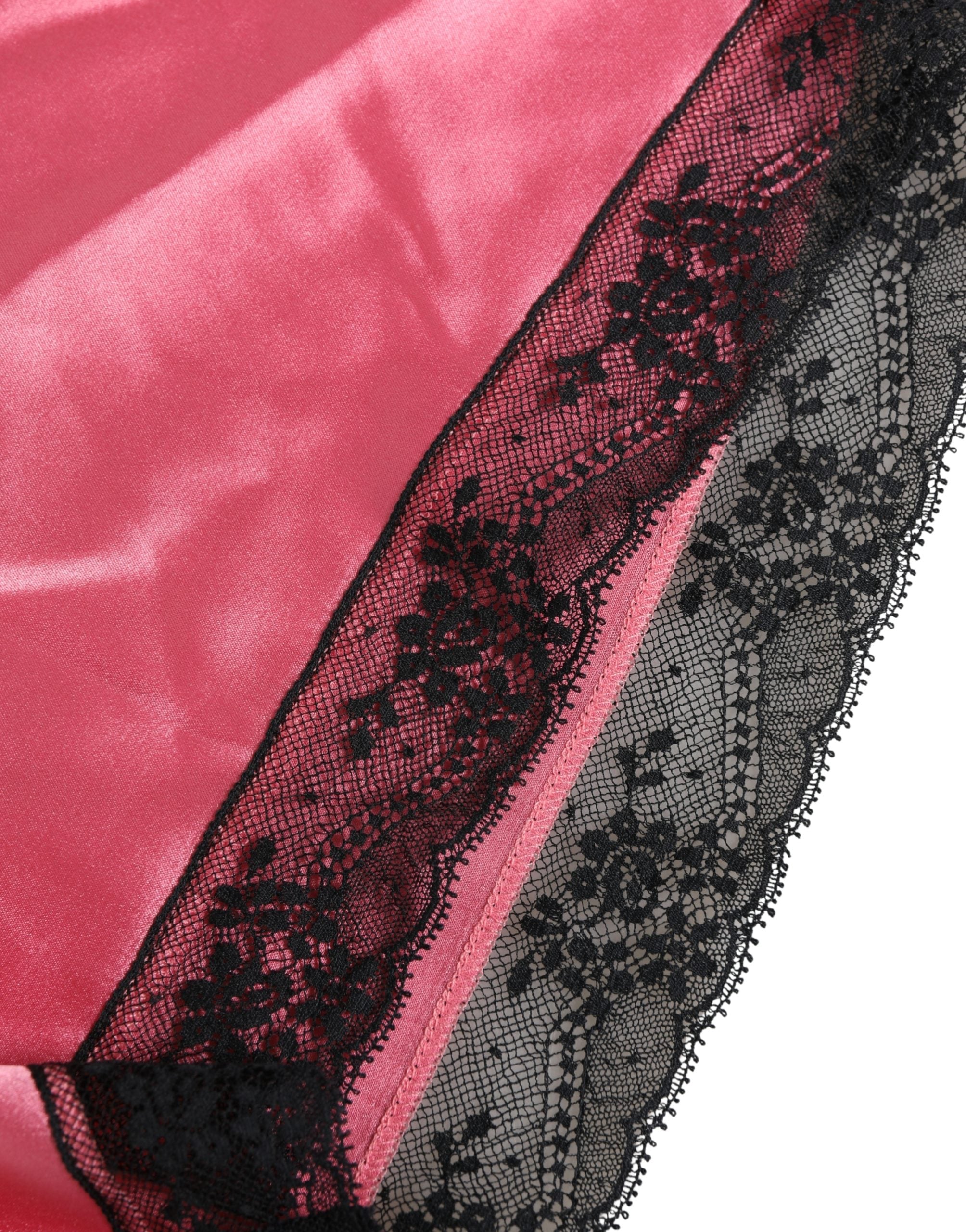 Dolce & Gabbana Pink Silk Satin Lace Trim Pajama Shorts Sleepwear Dolce & Gabbana