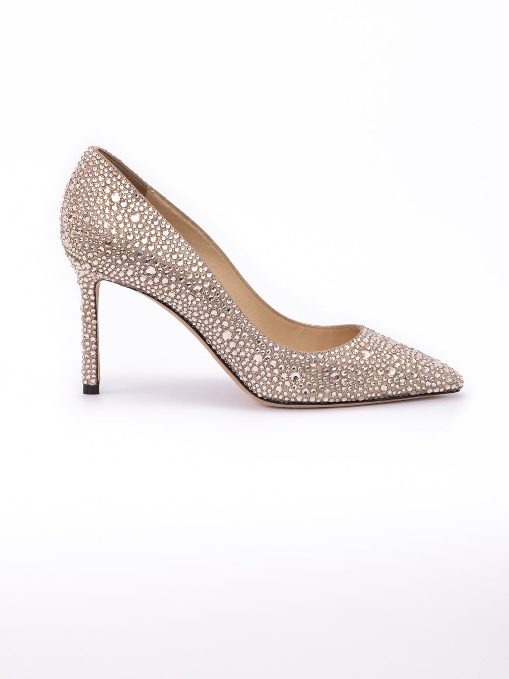 Jimmy Choo Honey Gold Shimmer Suede Crystals Romy 85 pumps Jimmy Choo