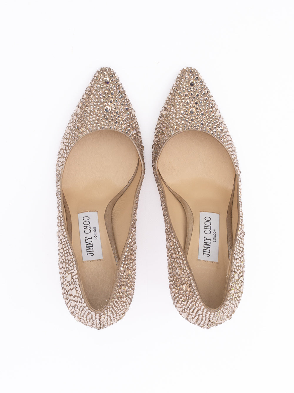 Jimmy Choo Honey Gold Shimmer Suede Crystals Romy 85 pumps Jimmy Choo