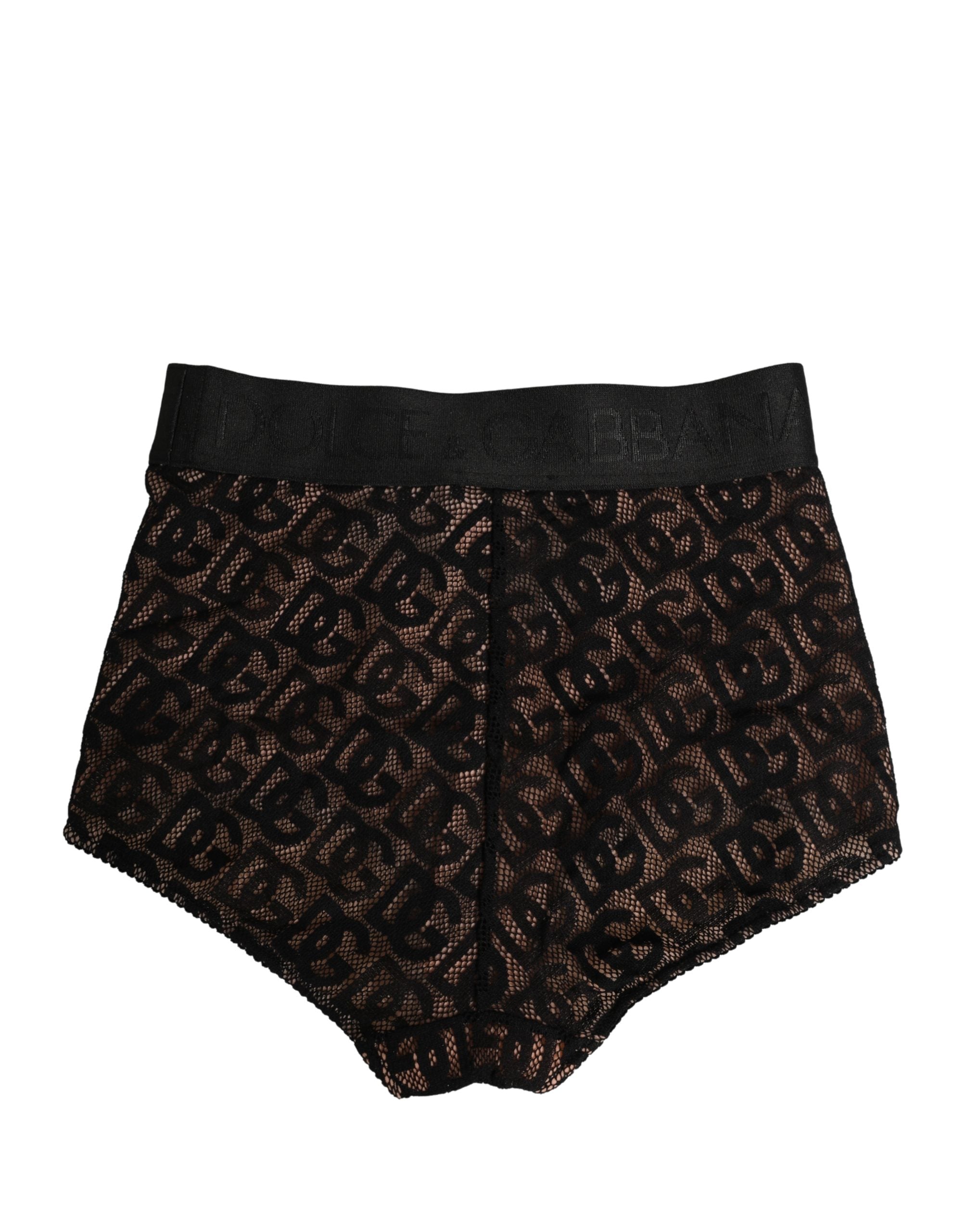 Dolce & Gabbana Black Cotton DG Logo High Waist Girdle Underwear Dolce & Gabbana