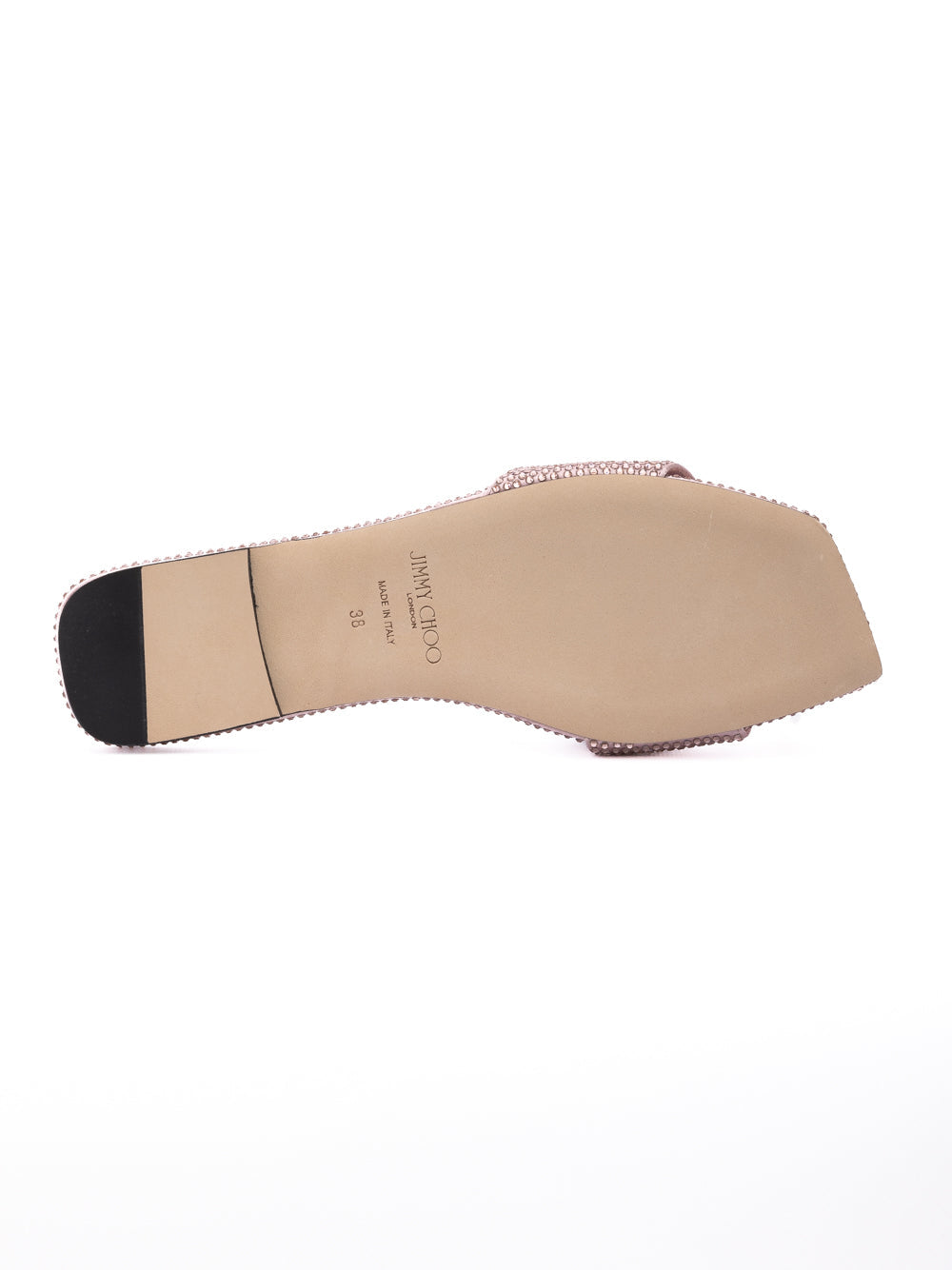 Jimmy Choo Pink Satin Crystal Clovis Flat Jimmy Choo