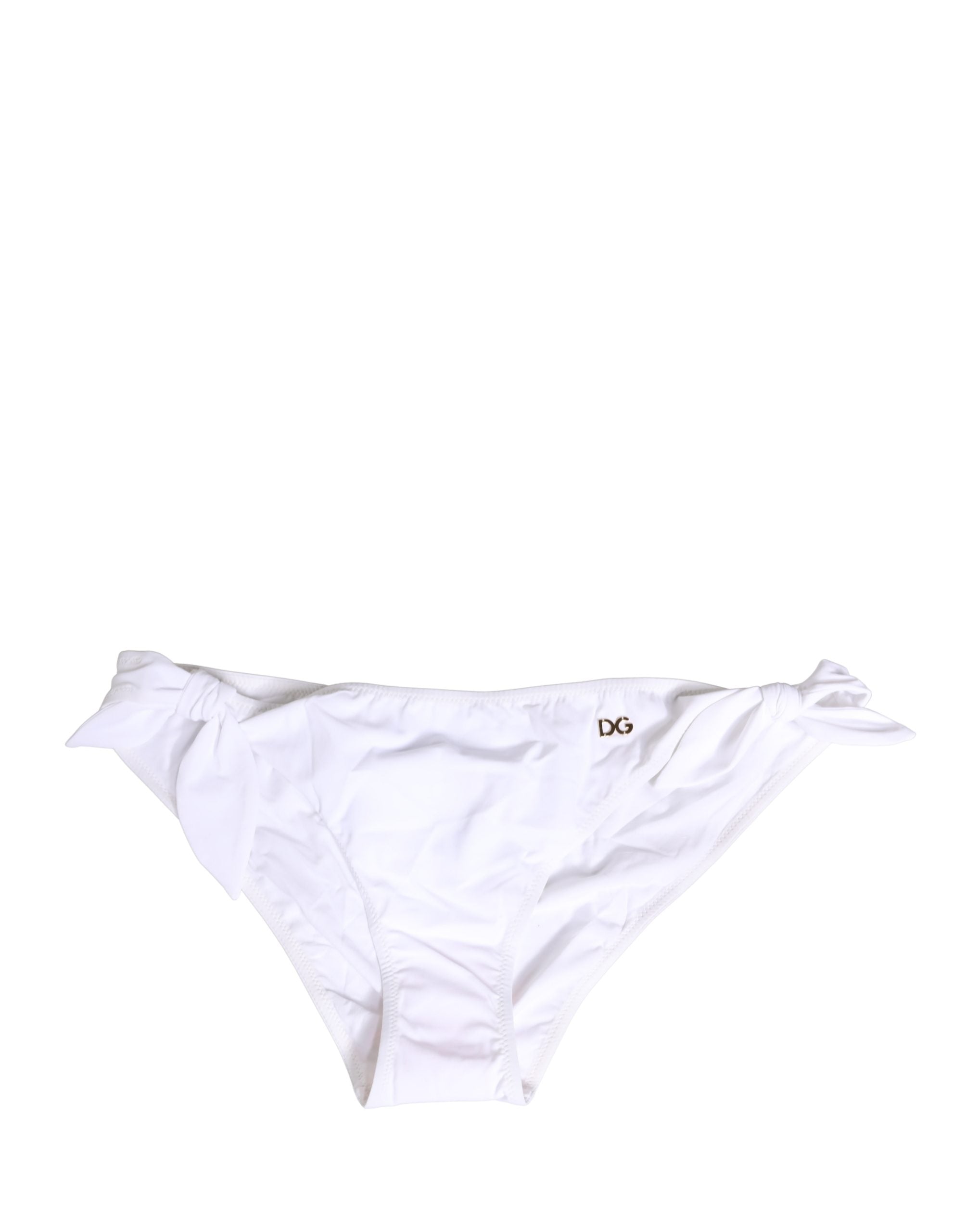 Dolce & Gabbana White Nylon DG Logo Plaque Bikini Bottom Swimwear Dolce & Gabbana