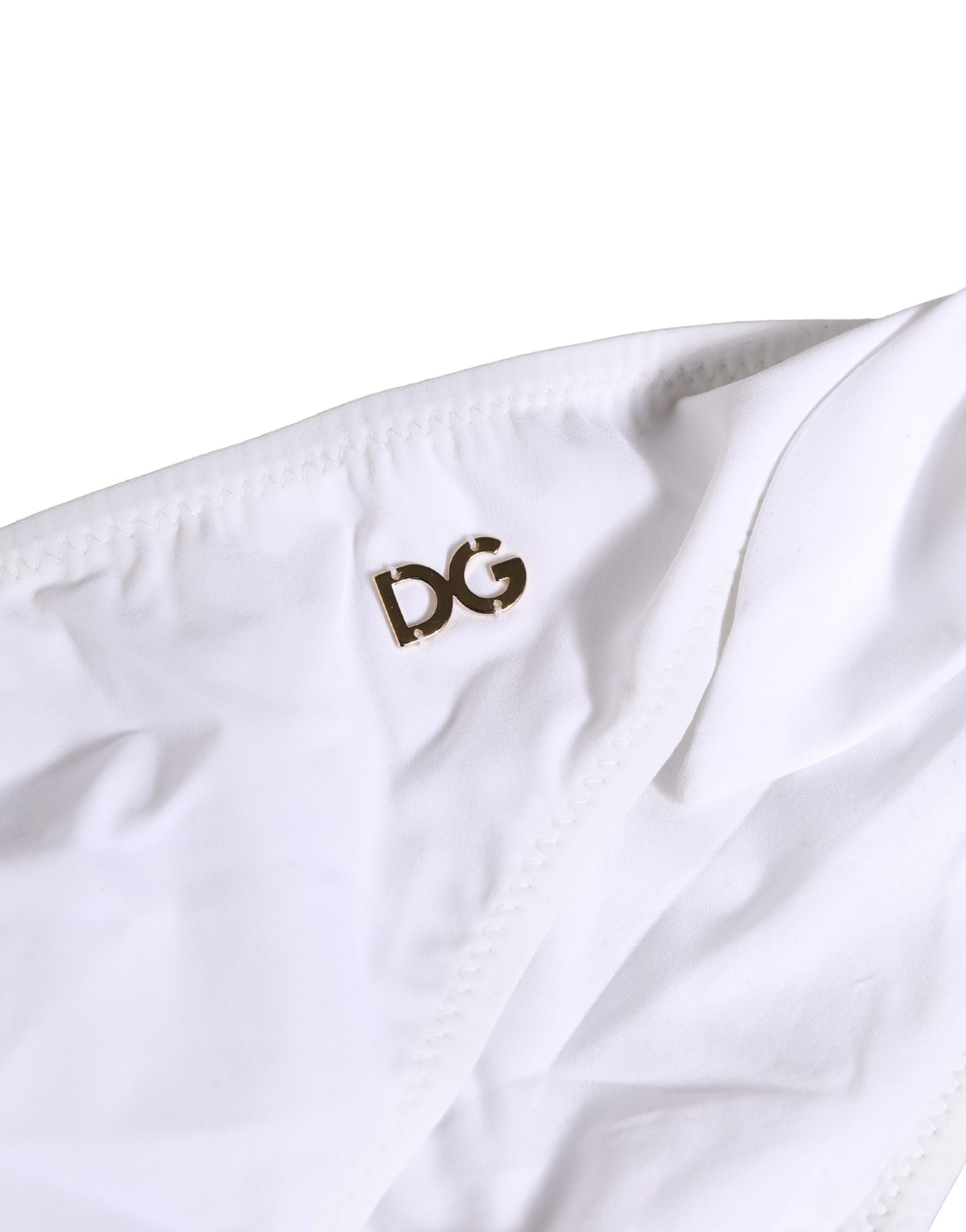 Dolce & Gabbana White Nylon DG Logo Plaque Bikini Bottom Swimwear Dolce & Gabbana