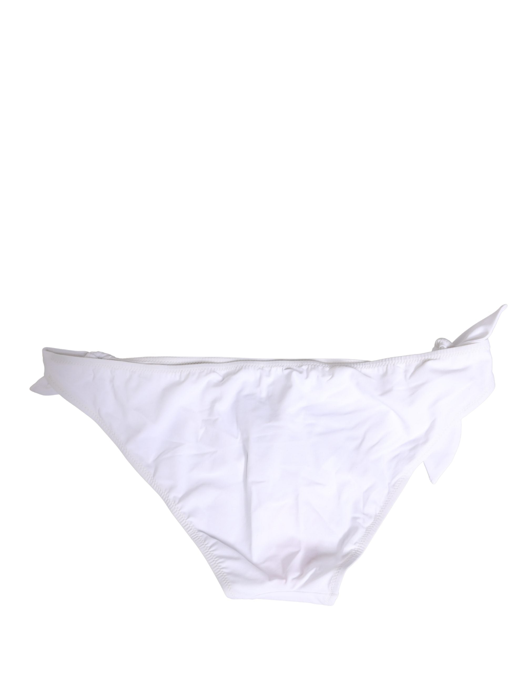 Dolce & Gabbana White Nylon DG Logo Plaque Bikini Bottom Swimwear Dolce & Gabbana