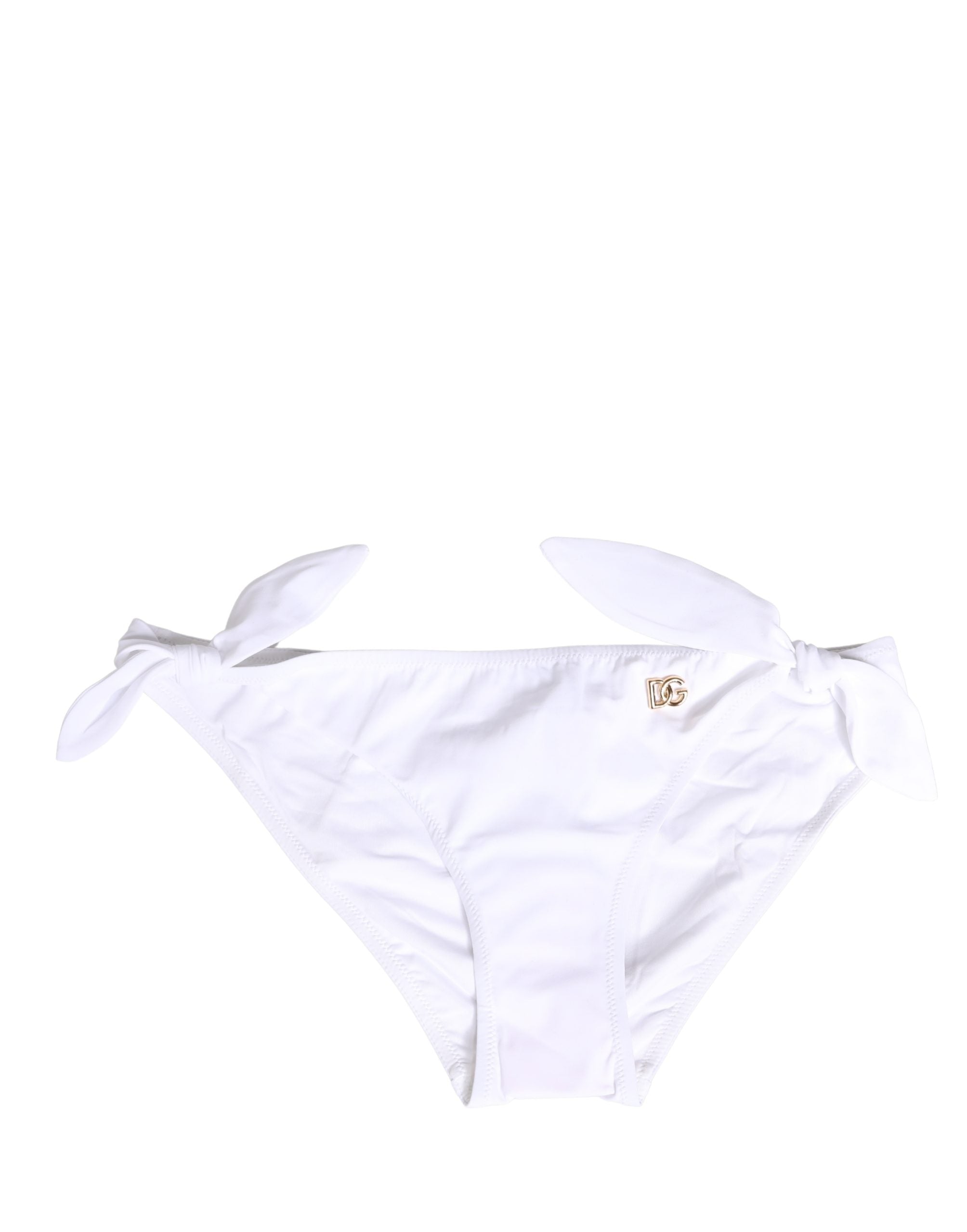 Dolce & Gabbana White Nylon DG Logo Plaque Bikini Bottom Swimwear Dolce & Gabbana