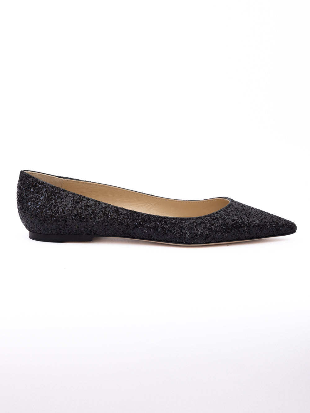Jimmy Choo Black Coarse Glitter Fabric Alina Ballet Flat Jimmy Choo
