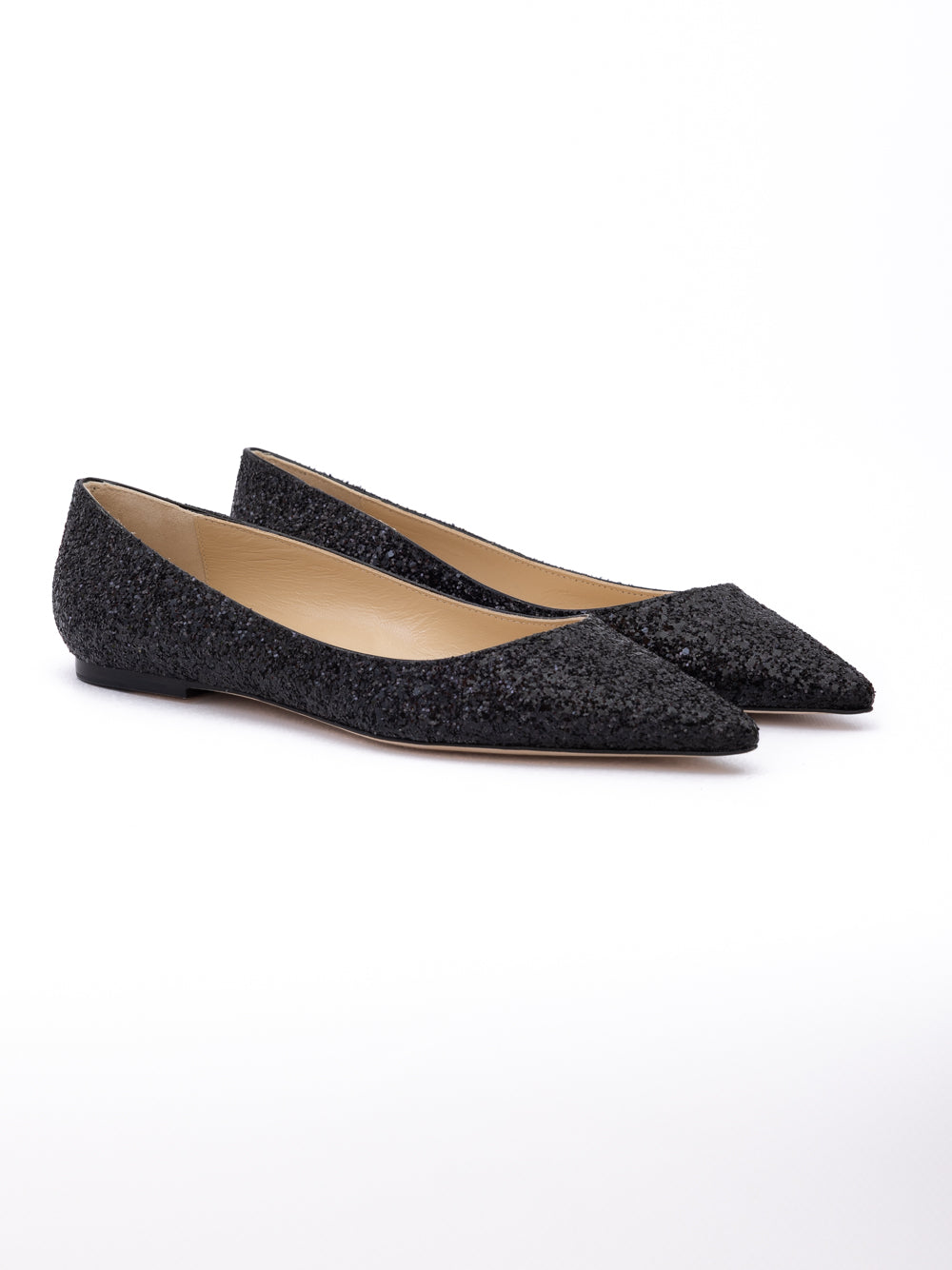 Jimmy Choo Black Coarse Glitter Fabric Alina Ballet Flat Jimmy Choo