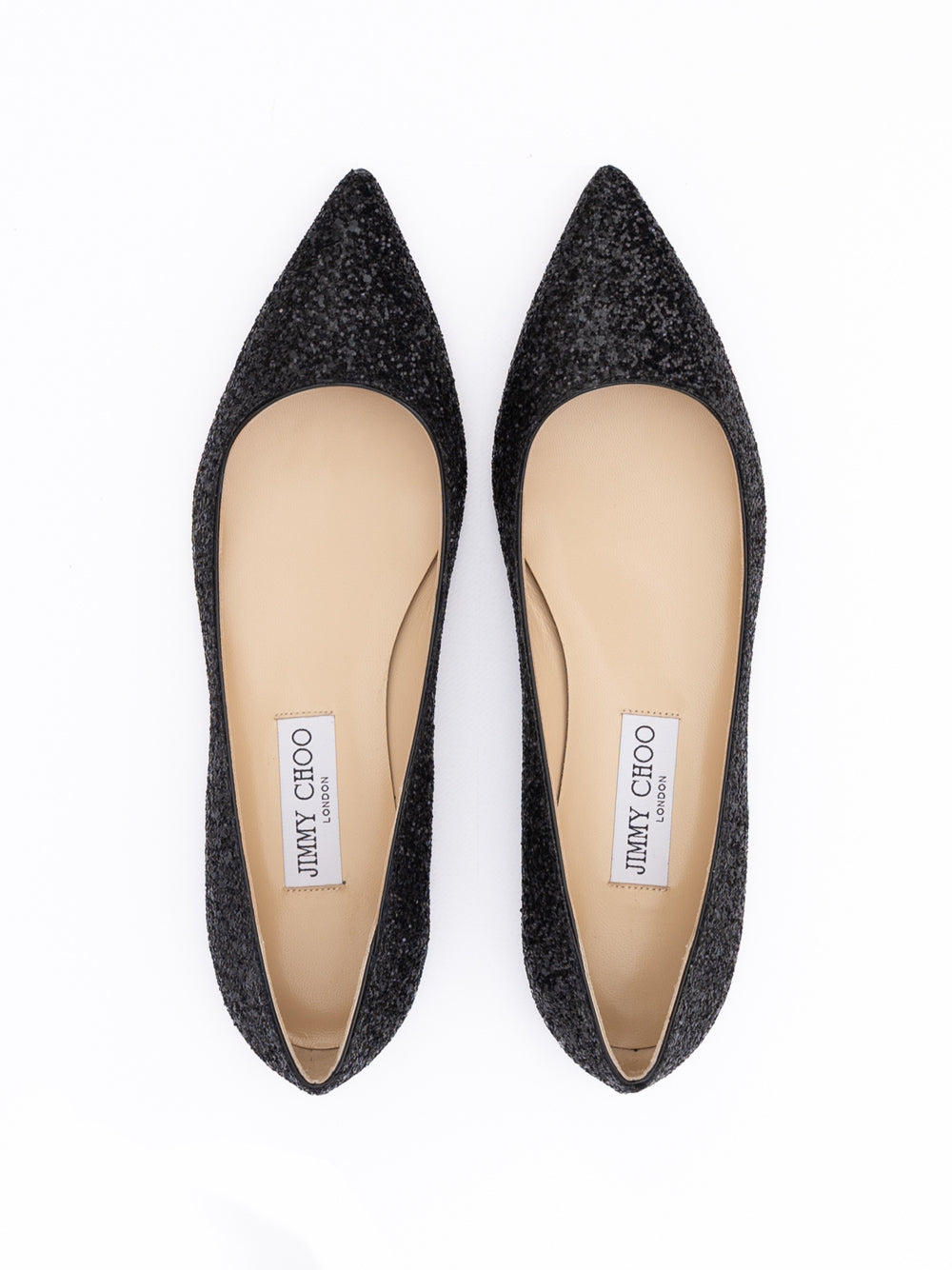Jimmy Choo Black Coarse Glitter Fabric Alina Ballet Flat Jimmy Choo