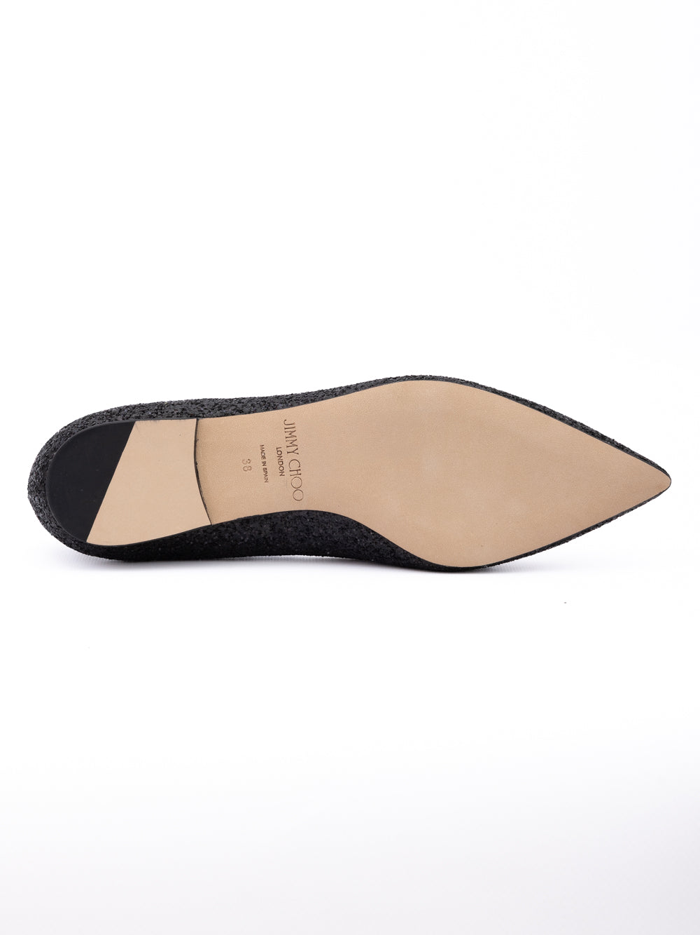 Jimmy Choo Black Coarse Glitter Fabric Alina Ballet Flat Jimmy Choo