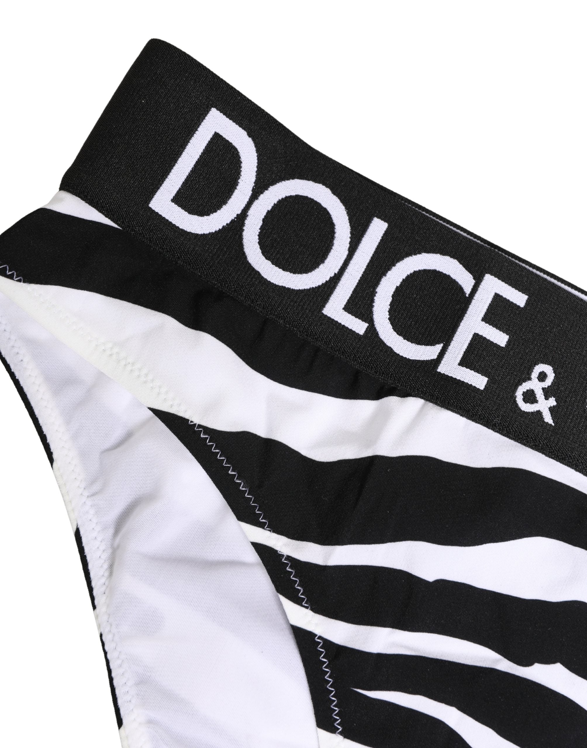 Dolce & Gabbana Black White Zebra Print Brief Panty Underwear Dolce & Gabbana