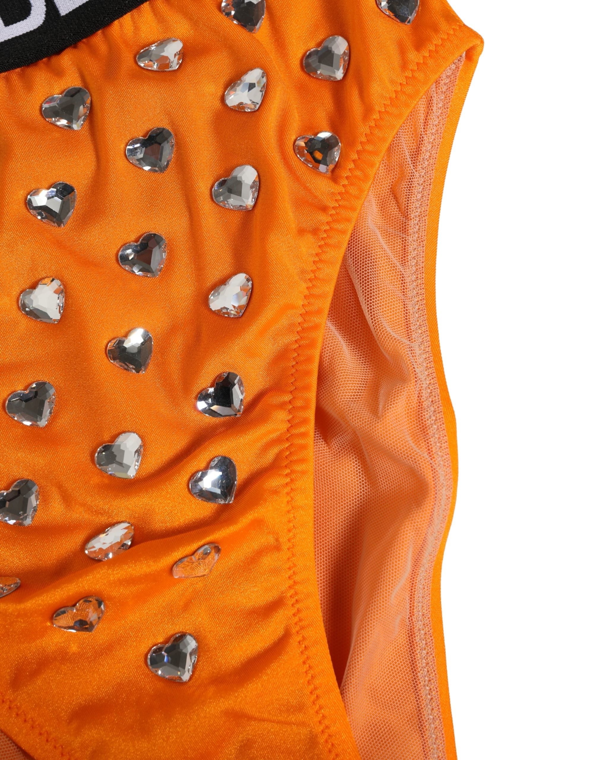 Dolce & Gabbana Orange Crystal High Waist Brief Panty Underwear Dolce & Gabbana