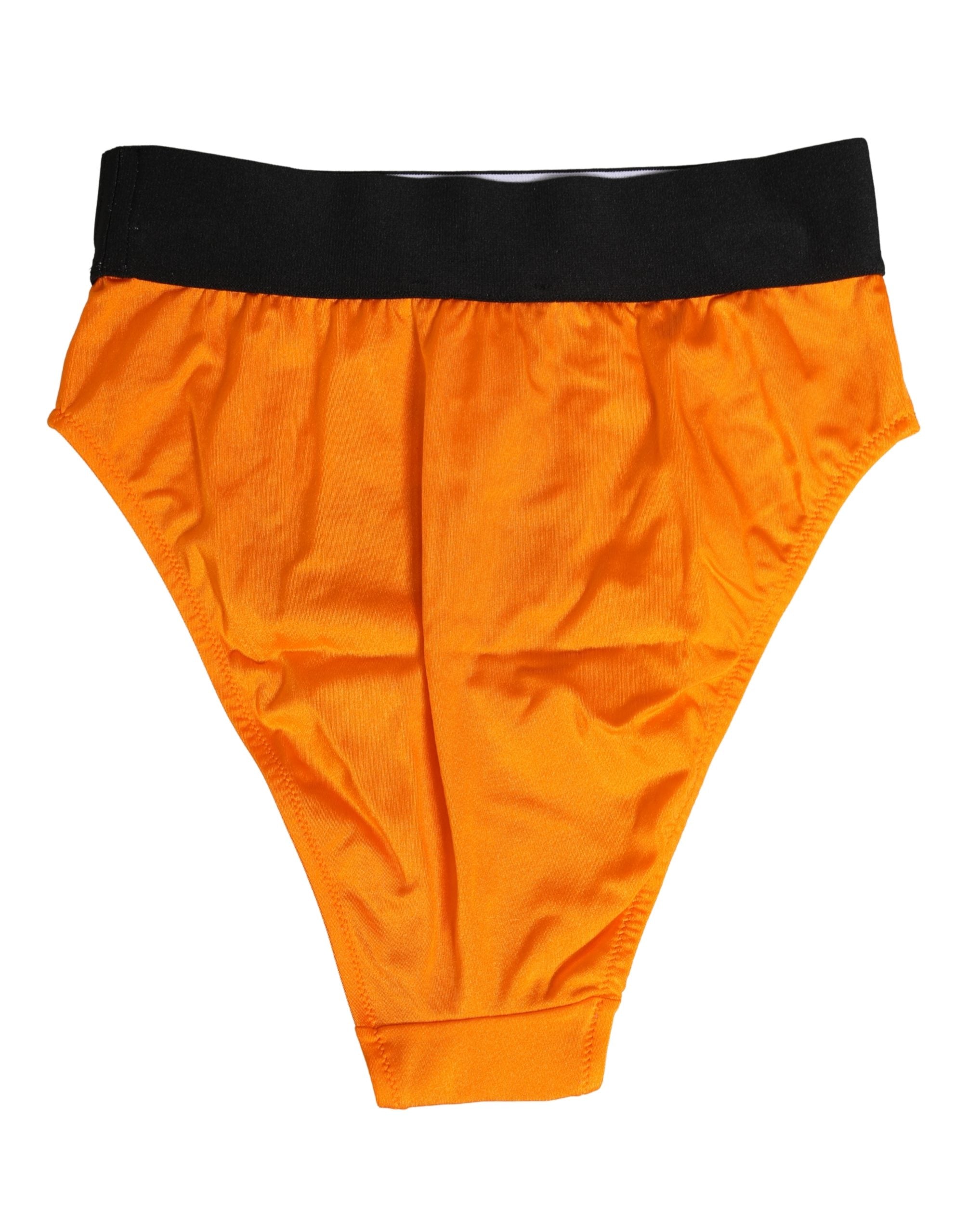 Dolce & Gabbana Orange Crystal High Waist Brief Panty Underwear Dolce & Gabbana