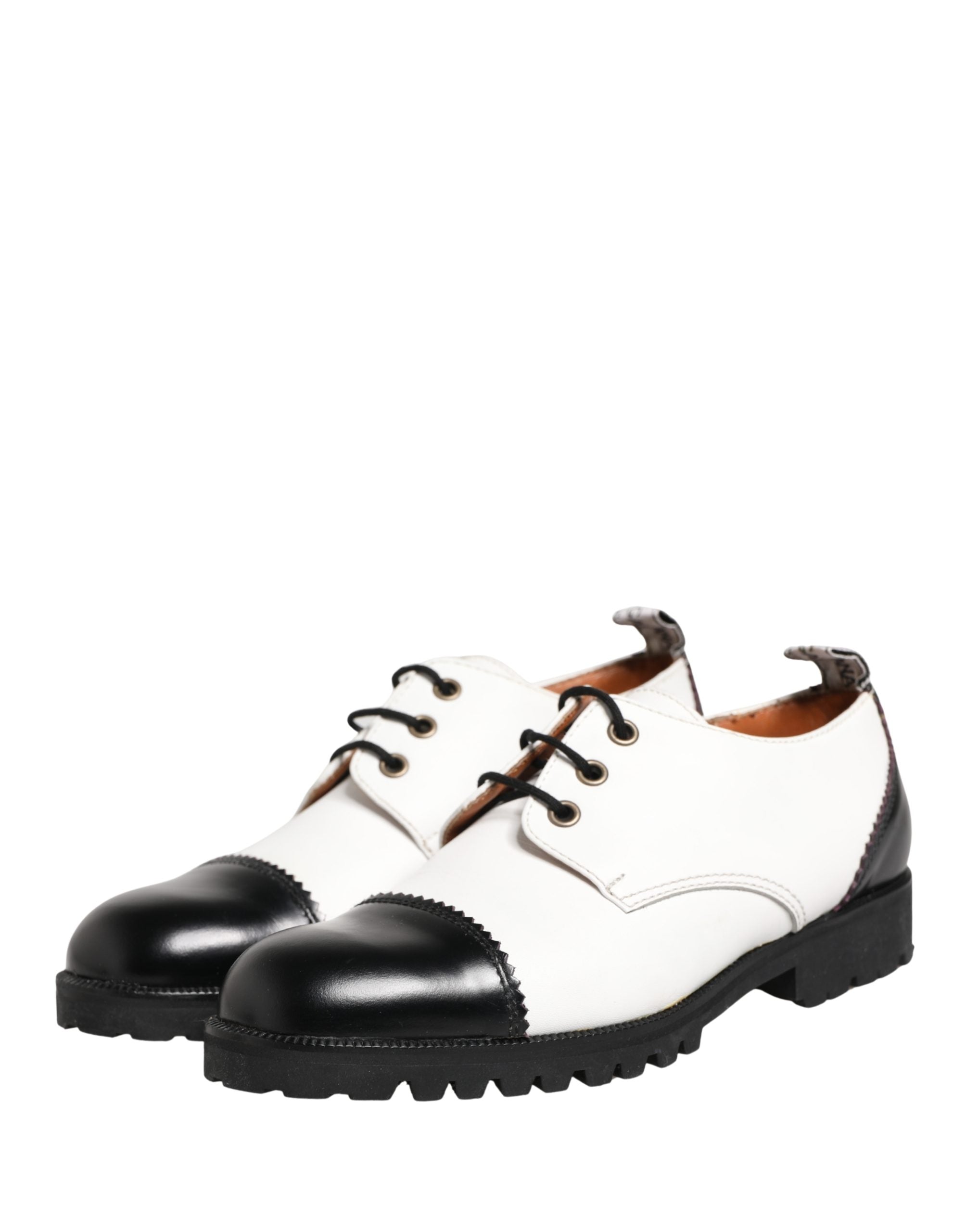 Cesare Paciotti Black White Leather Derby Shoes Cesare Paciotti