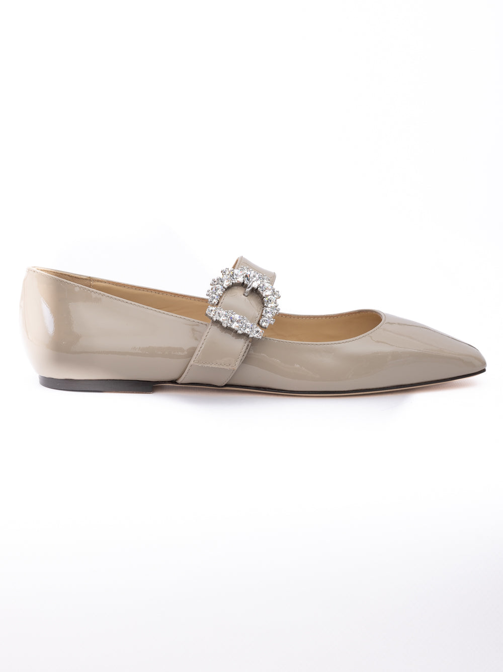 Jimmy Choo Taupe Grey Patent Leather Chery Ballet Flat Jimmy Choo