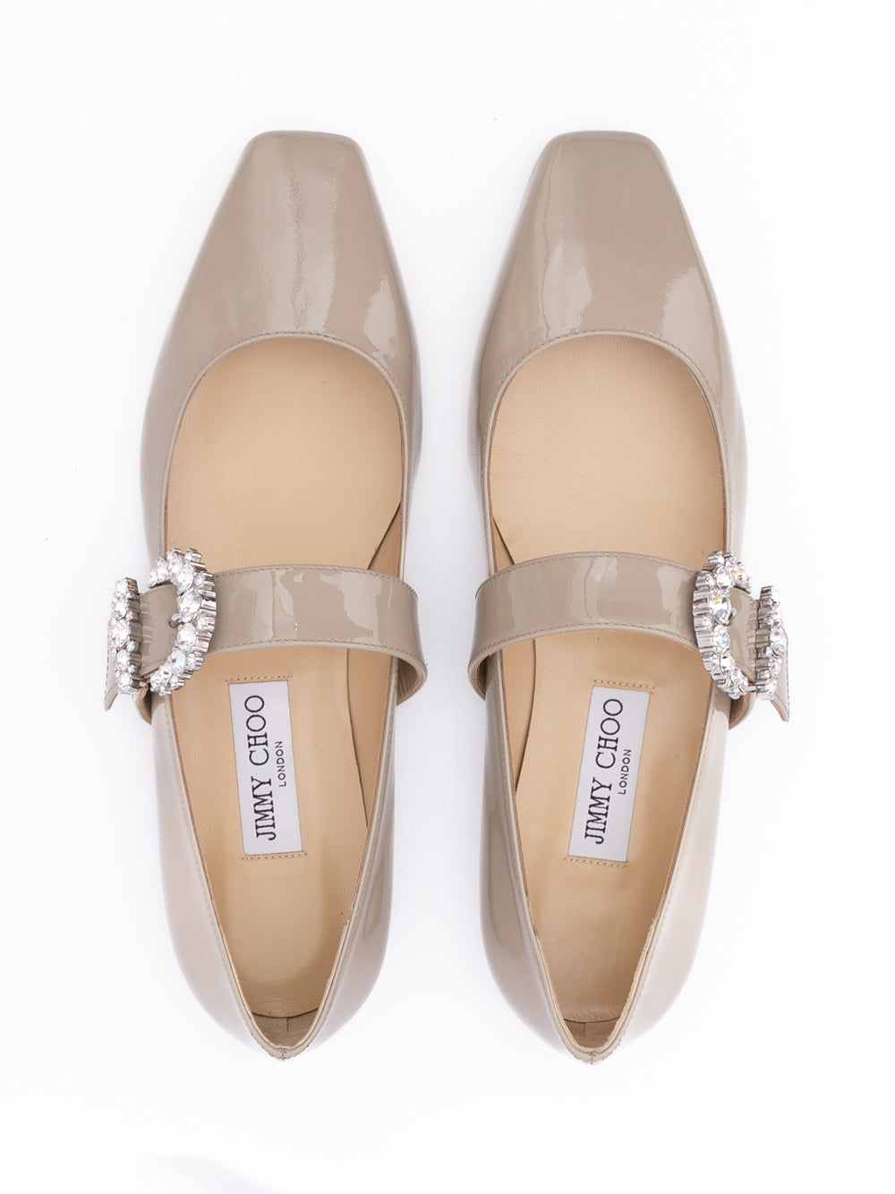 Jimmy Choo Taupe Grey Patent Leather Chery Ballet Flat Jimmy Choo
