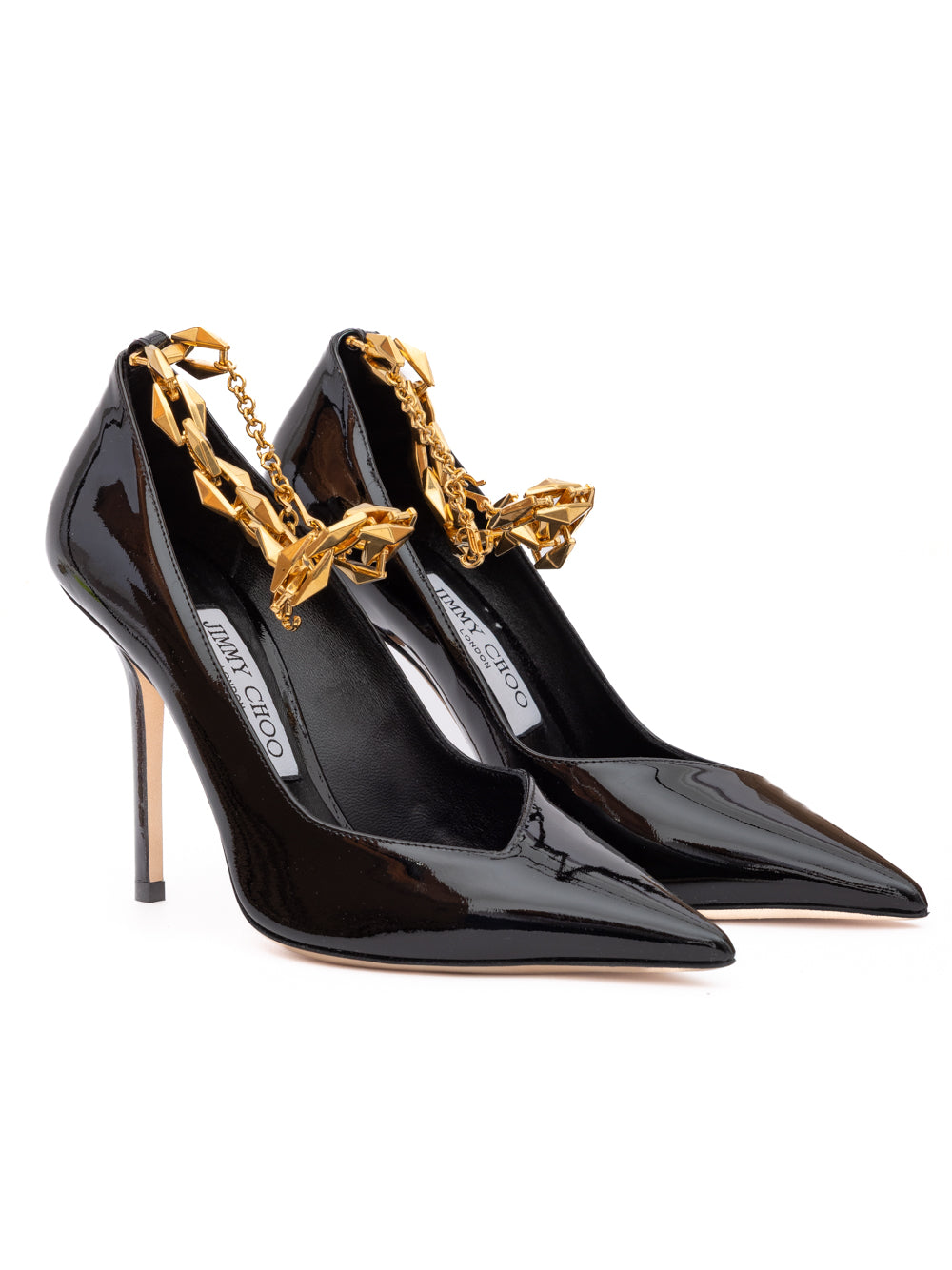 Jimmy Choo Black Patent Leather Diamond Talura 100 Pumps Jimmy Choo