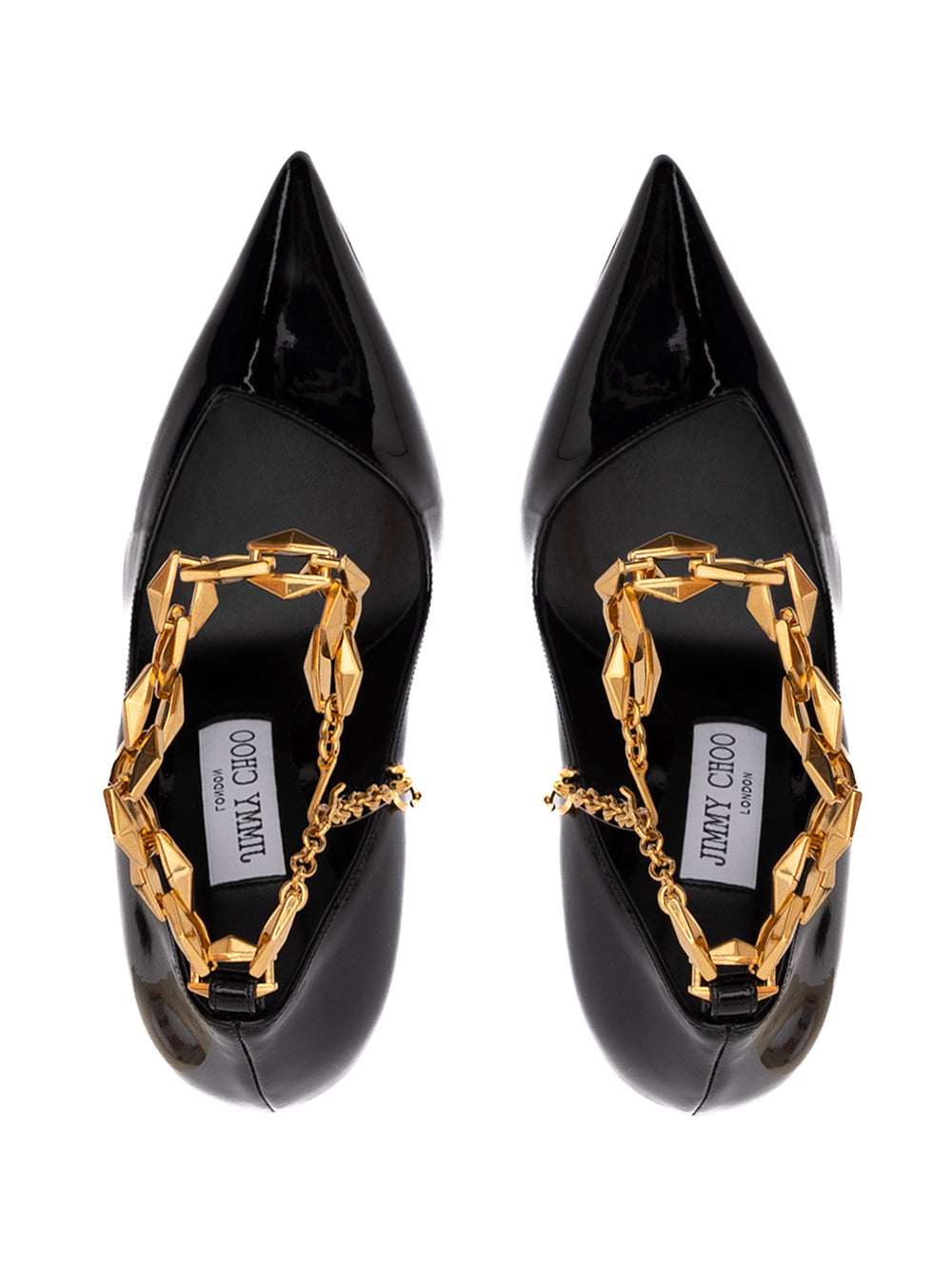 Jimmy Choo Black Patent Leather Diamond Talura 100 Pumps Jimmy Choo