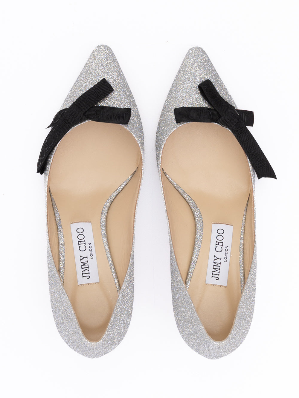 Jimmy Choo Silver Fine Glitter Fabric Romy 60 Pumps Jimmy Choo