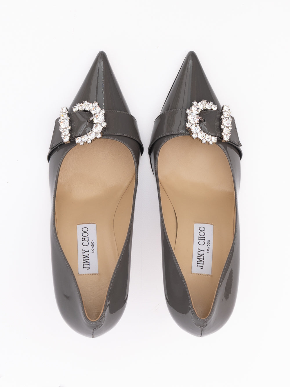 Jimmy Choo Storm Grey Patent Leather Chery 85 Pumps Jimmy Choo